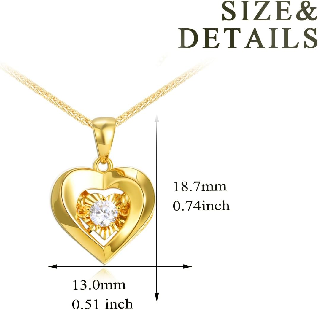 SISGEM 18k Gold Cubic Zirconia Heart and Wheat Chain Necklaces for Women, Love Jewelry Gifts for Her,18 Inches · v2