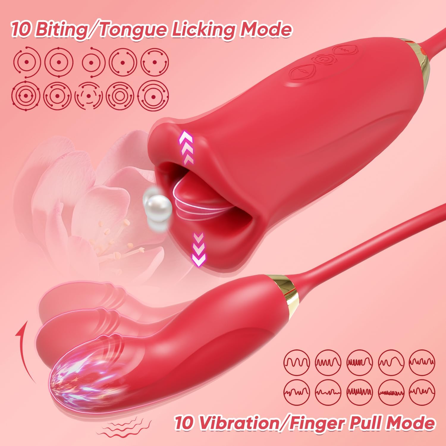 Rose Sex Toy G Spot Vibrator for Women - 4 in 1 Tongue Clitoral Vibrator with 10 Tongue Licking  10 Finger Vibrators Nipple Anal Clit Stimulator Adult Sex Toys for Women Couples · v3