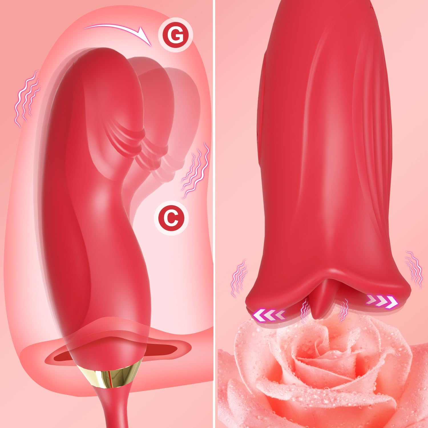 Rose Sex Toy G Spot Vibrator for Women - 4 in 1 Tongue Clitoral Vibrator with 10 Tongue Licking  10 Finger Vibrators Nipple Anal Clit Stimulator Adult Sex Toys for Women Couples · v3