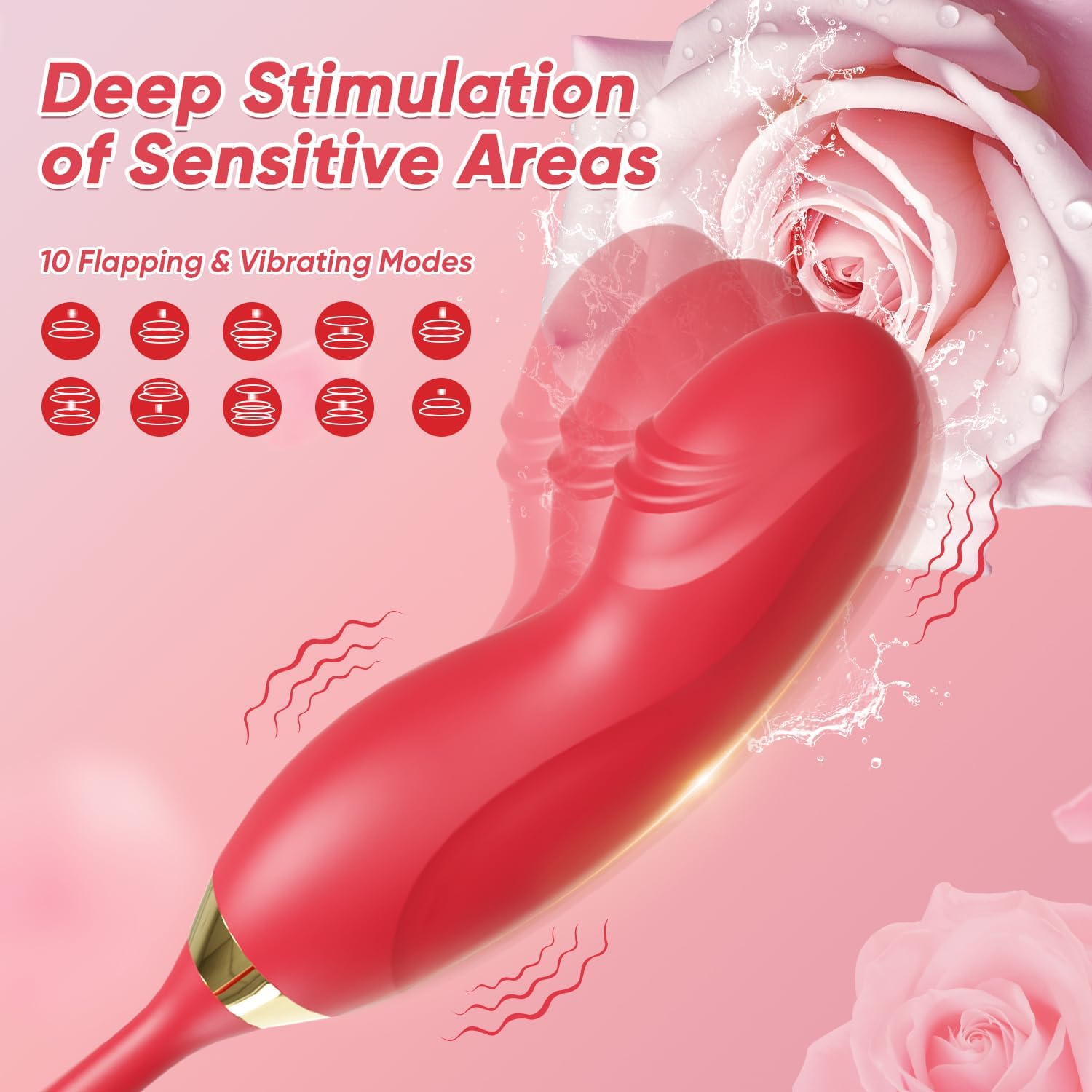 Rose Sex Toy G Spot Vibrator for Women - 4 in 1 Tongue Clitoral Vibrator with 10 Tongue Licking  10 Finger Vibrators Nipple Anal Clit Stimulator Adult Sex Toys for Women Couples · v3
