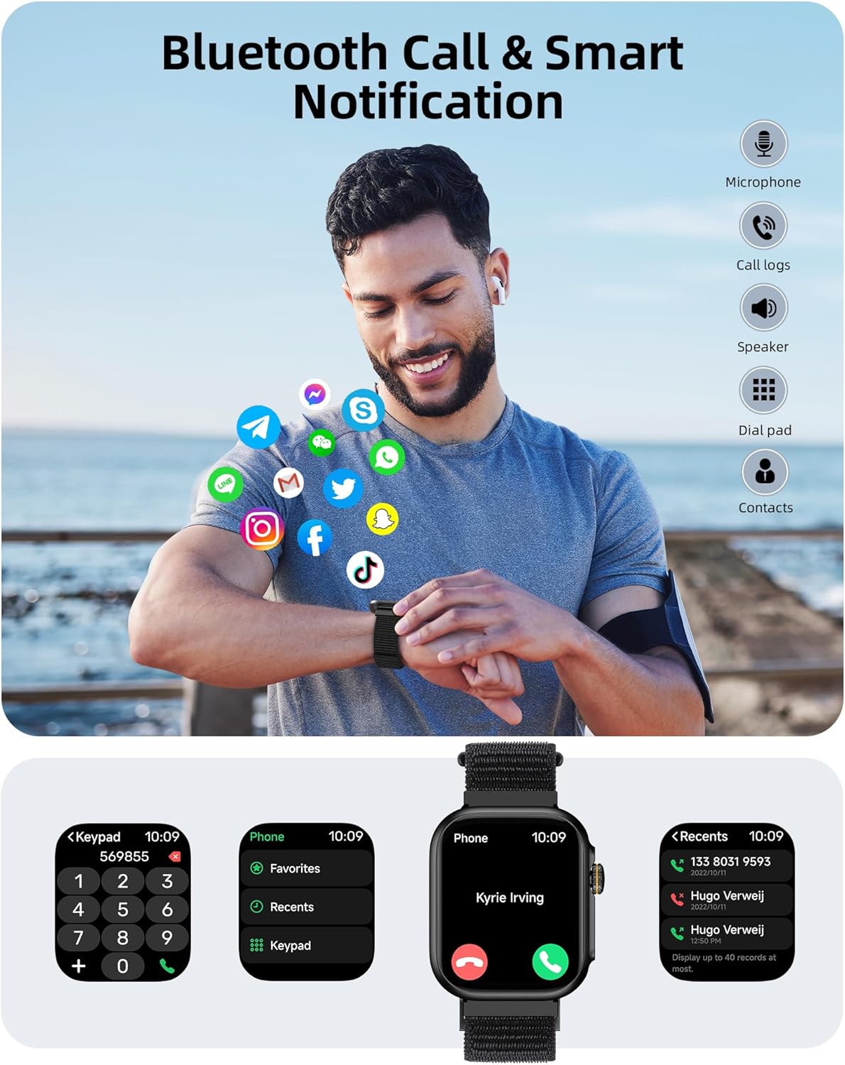Parsonver Smart Watch for Men Women, Built-in GPS, Bluetooth Calls and Text, 30M Waterproof Fitness Tracker with 100  Sports Modes, Heart Rate/Sleep/SpO2/Steps Monitor, Smartwatch for Android  iPhone
