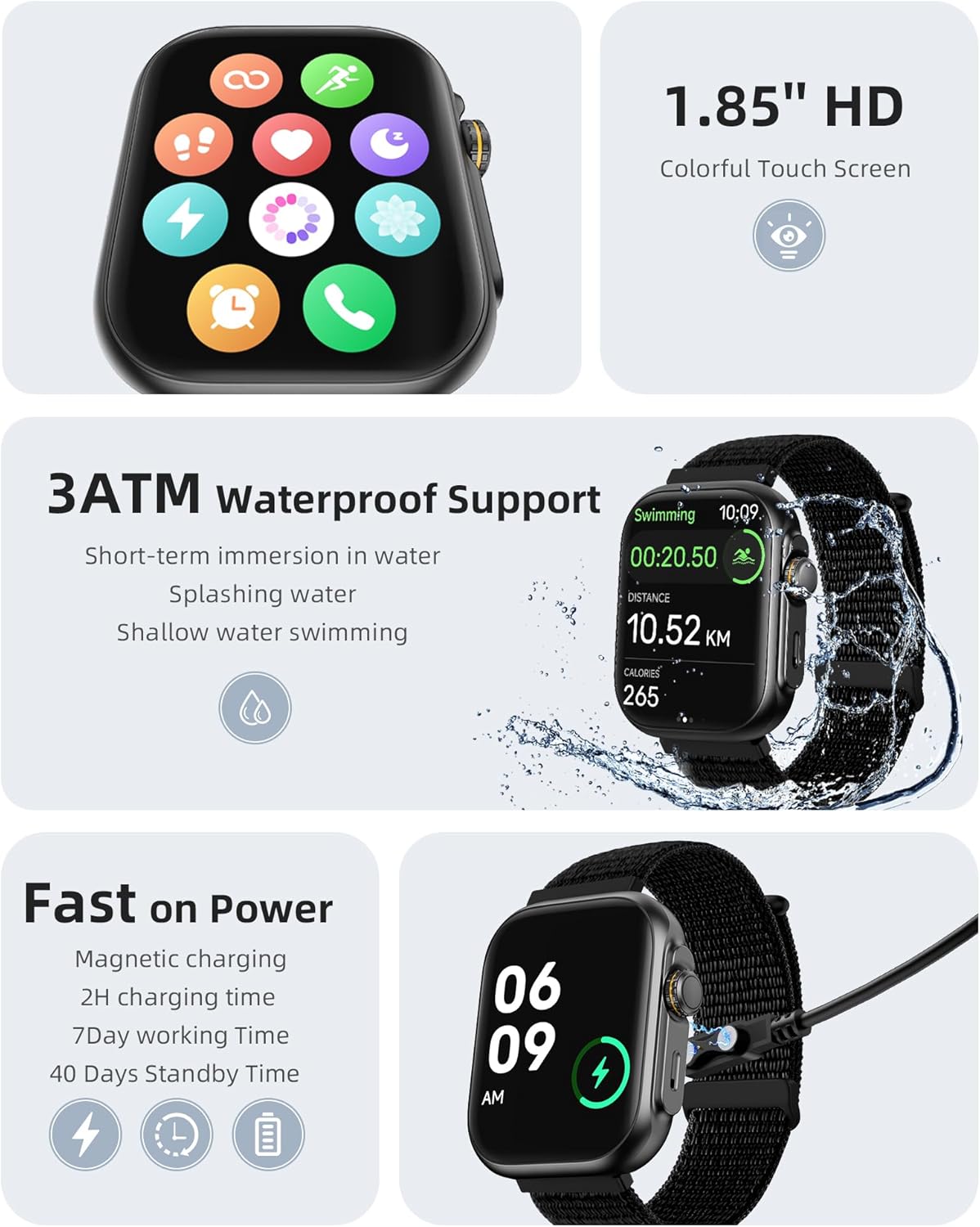 Parsonver Smart Watch for Men Women, Built-in GPS, Bluetooth Calls and Text, 30M Waterproof Fitness Tracker with 100  Sports Modes, Heart Rate/Sleep/SpO2/Steps Monitor, Smartwatch for Android  iPhone