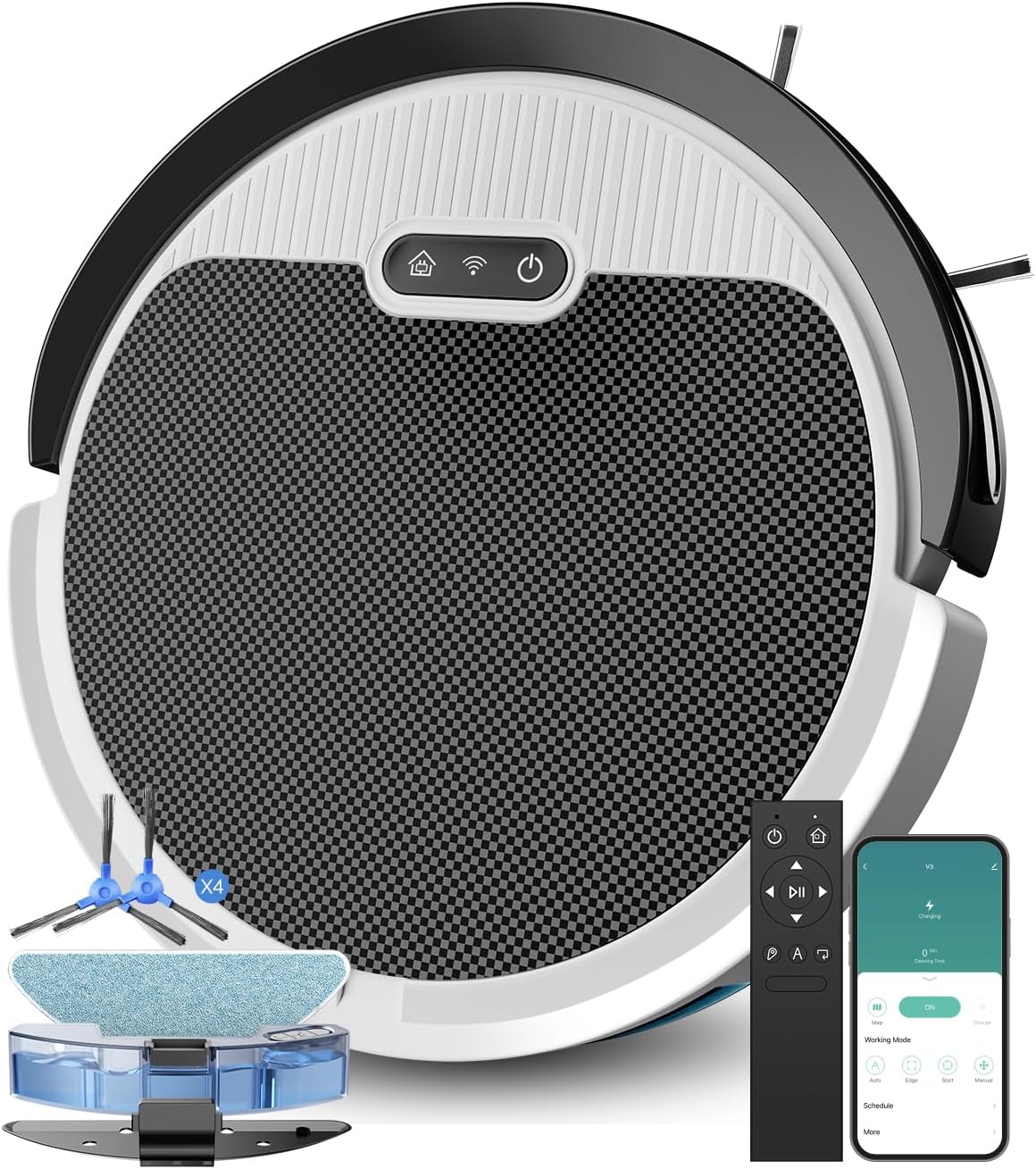 V3 Robot Vacuum and Mop， 5000Pa Suction, Works with 2.4G WiFi/Alexa/App/Remote Control, Schedule Cleaning, Automatic Self-Charging, Ideal for Pet Hair, Hard Floor and Carpet · v2