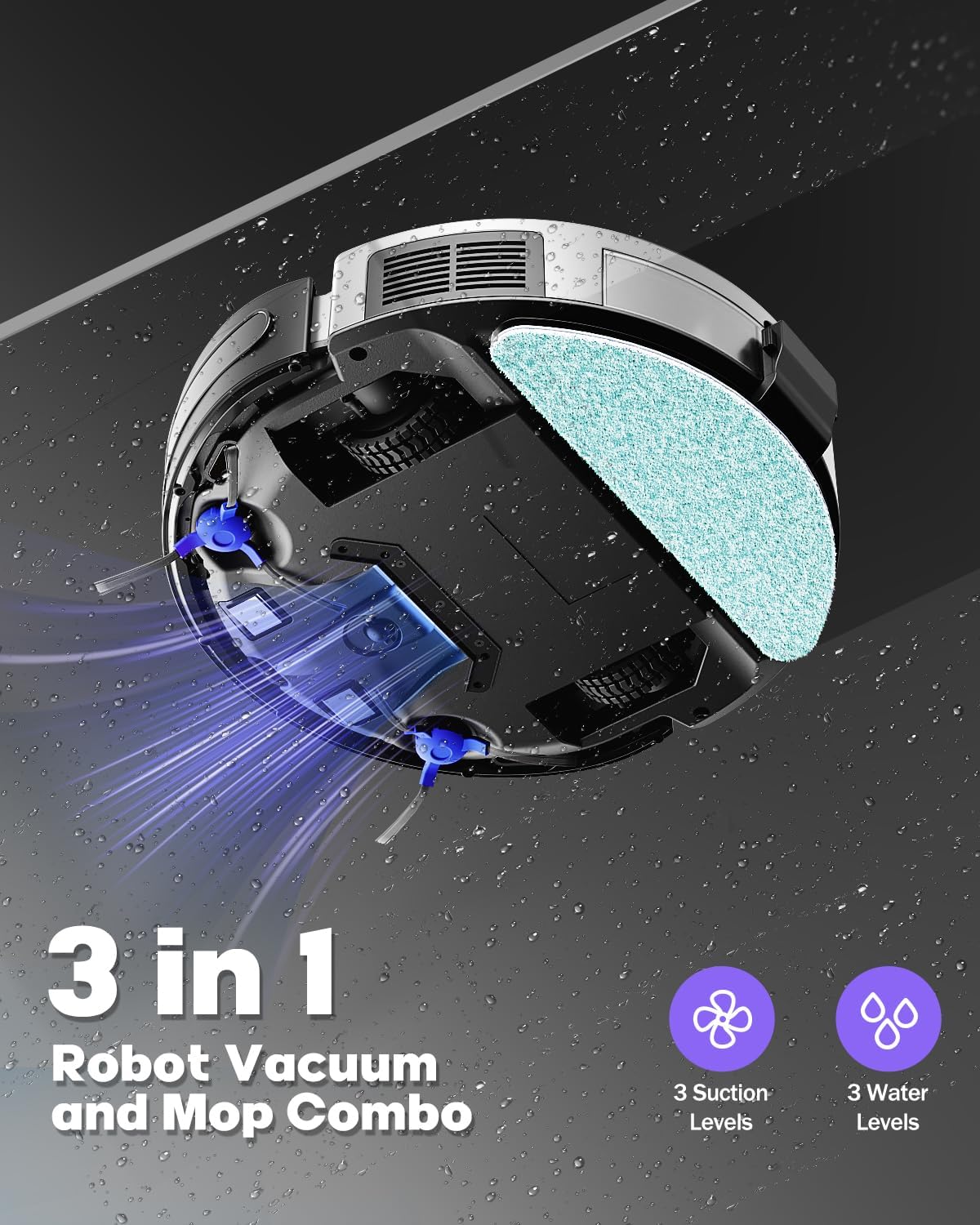 V3 Robot Vacuum and Mop， 5000Pa Suction, Works with 2.4G WiFi/Alexa/App/Remote Control, Schedule Cleaning, Automatic Self-Charging, Ideal for Pet Hair, Hard Floor and Carpet · v2