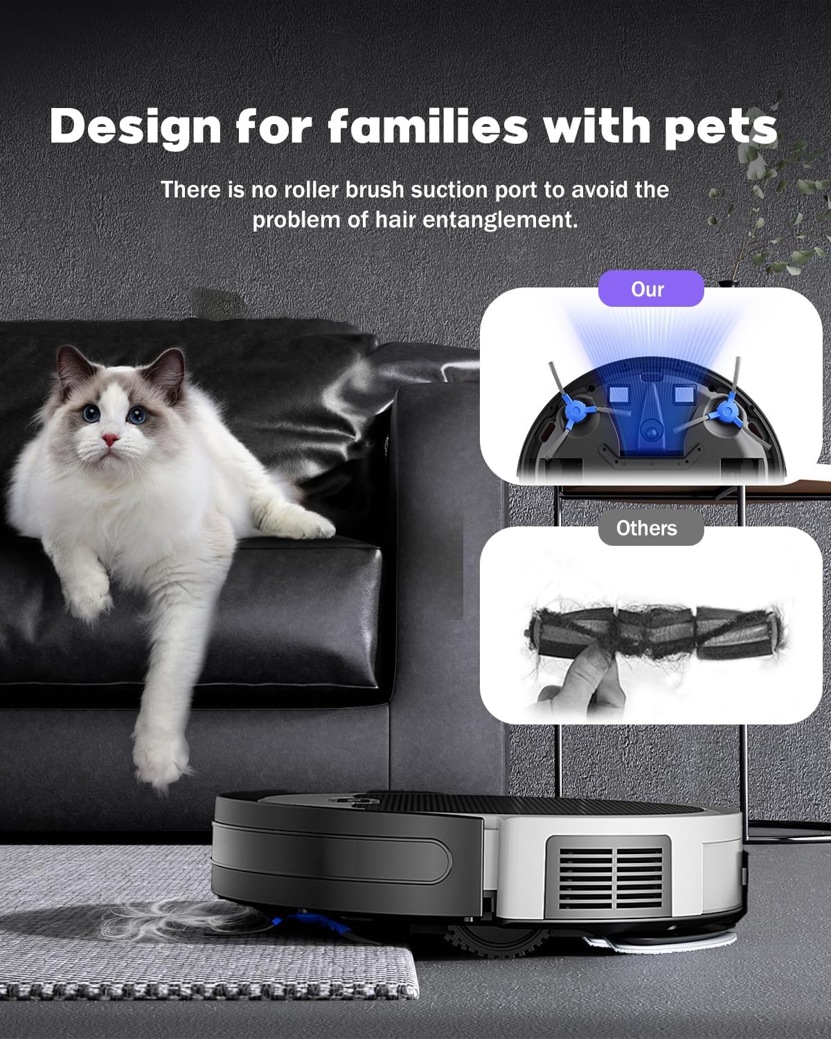 V3 Robot Vacuum and Mop， 5000Pa Suction, Works with 2.4G WiFi/Alexa/App/Remote Control, Schedule Cleaning, Automatic Self-Charging, Ideal for Pet Hair, Hard Floor and Carpet · v2