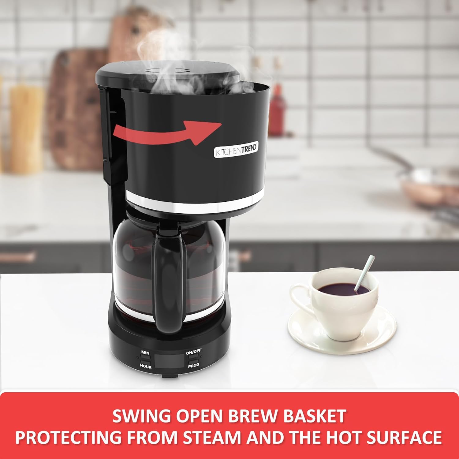 12-Cup Programmable Coffee Maker with Permanent Filter, Removable Water Reservoir Coffee Machine, Drip Coffee Maker, Delay Brew, Timer  Keep Warm, Swing Open Brew Basket, Black · v2