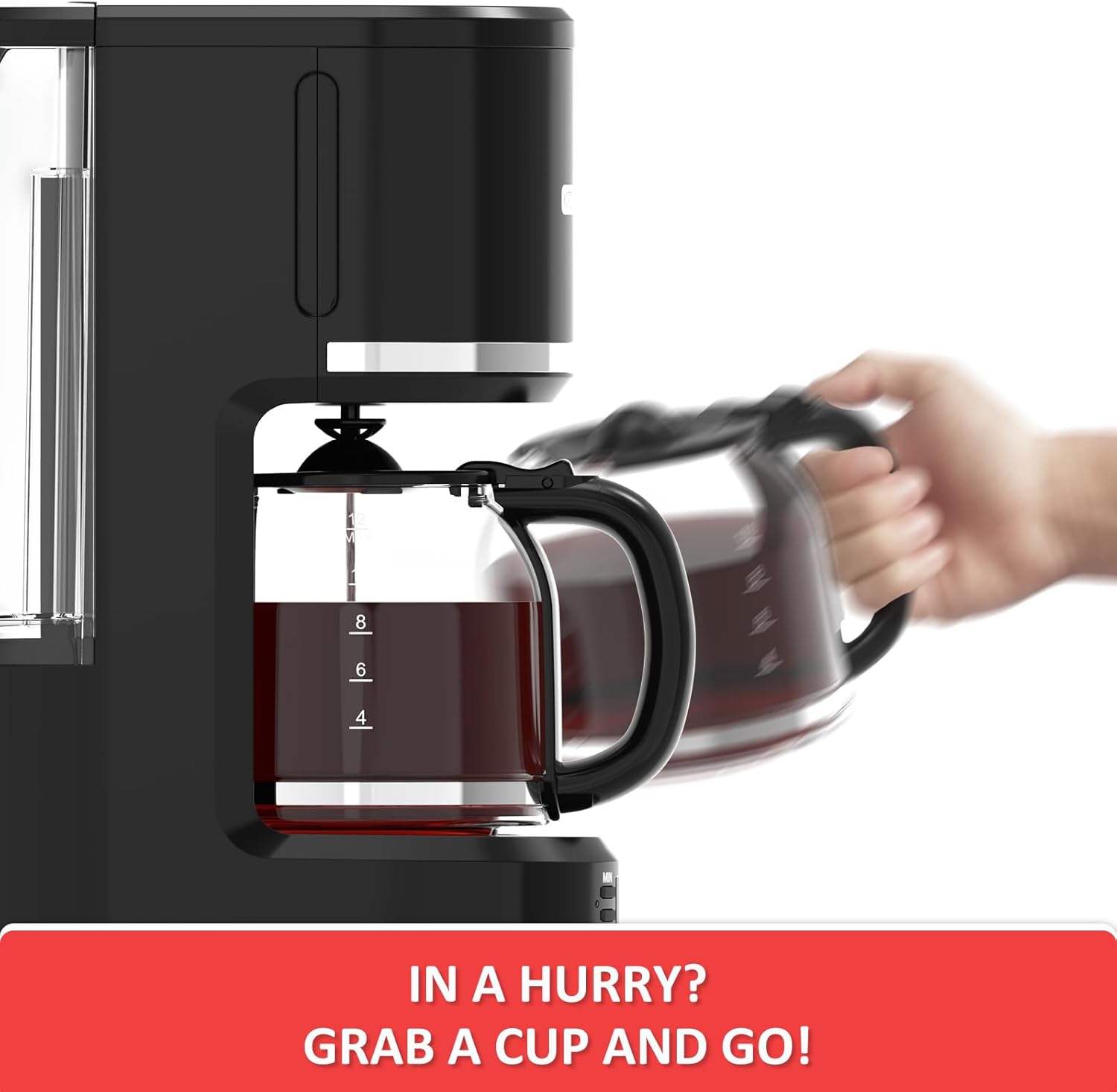 12-Cup Programmable Coffee Maker with Permanent Filter, Removable Water Reservoir Coffee Machine, Drip Coffee Maker, Delay Brew, Timer  Keep Warm, Swing Open Brew Basket, Black · v2
