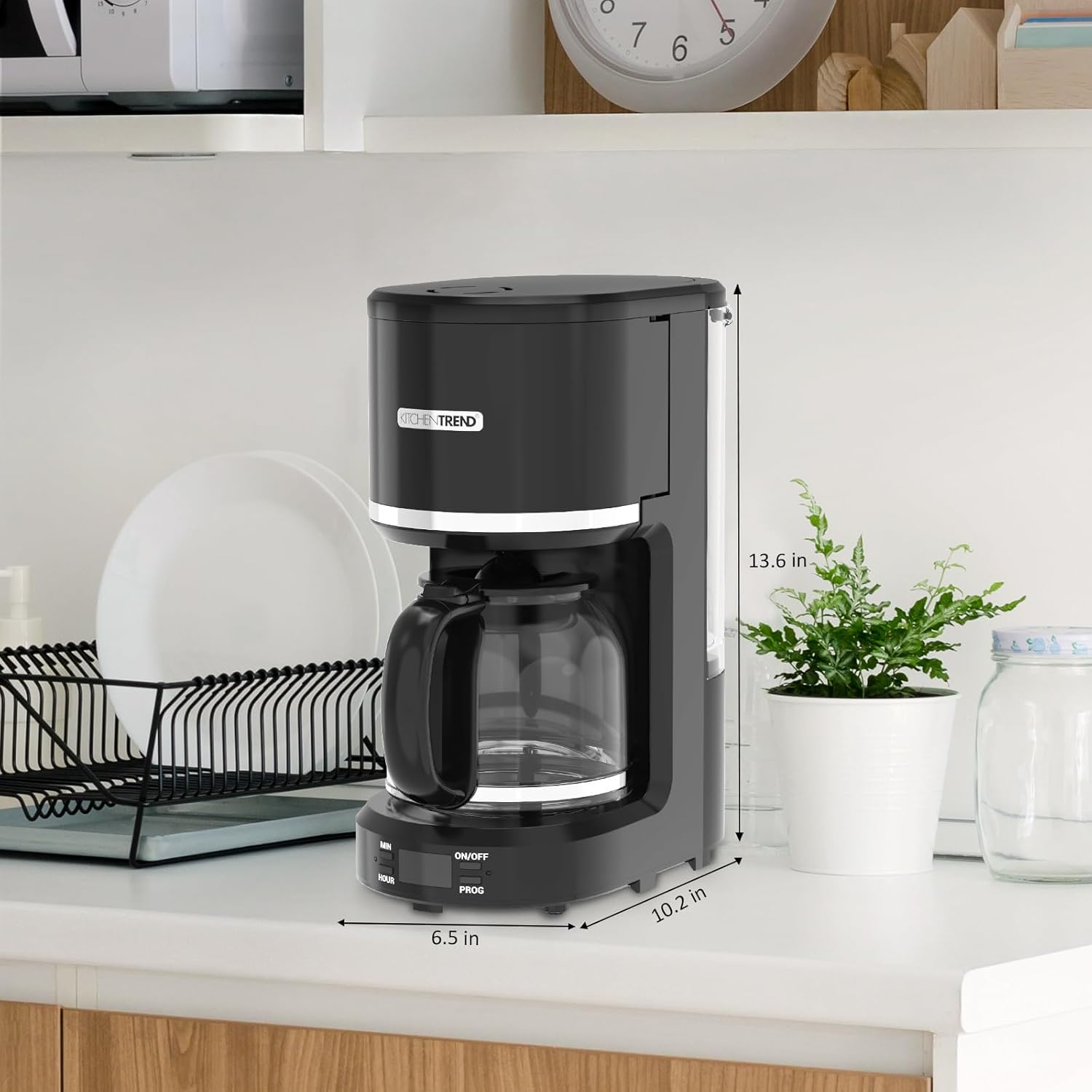 12-Cup Programmable Coffee Maker with Permanent Filter, Removable Water Reservoir Coffee Machine, Drip Coffee Maker, Delay Brew, Timer  Keep Warm, Swing Open Brew Basket, Black · v2