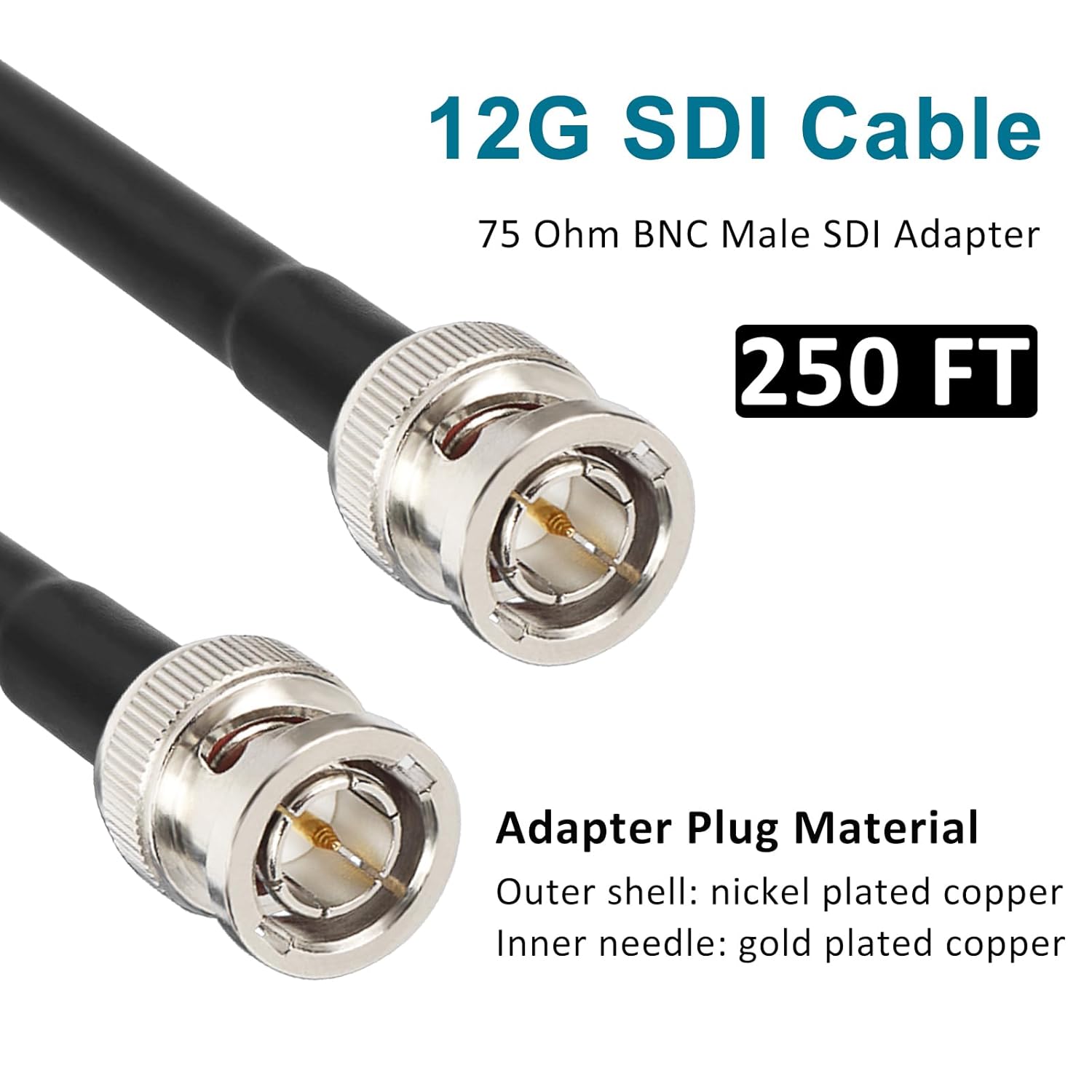 XRDS -RF 12G SDI Cable 250FT, SDI Video Cable 3G/6G/12G 75ohm BNC Male Cable Supports HD-SDI/3G/6G-SDI/4K for Video Security Camera SDI Converter · v11