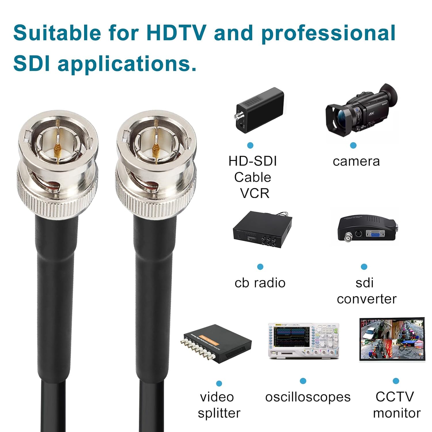 XRDS -RF 12G SDI Cable 250FT, SDI Video Cable 3G/6G/12G 75ohm BNC Male Cable Supports HD-SDI/3G/6G-SDI/4K for Video Security Camera SDI Converter · v11