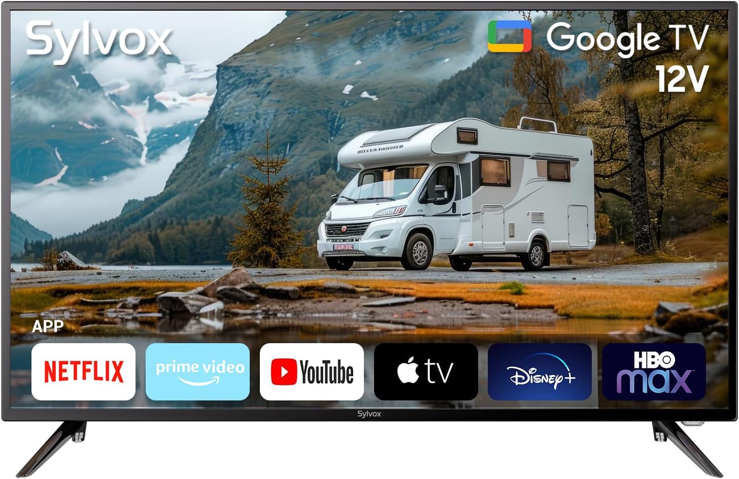 SYLVOX Smart RV TV ทีวี 40 นิ้ว 12-24V สำหรับ RV Camper ขับเคลื่อนด้วย DC/AC 1080P รองรับการดาวน์โหลดแอพ Google Assistant บลูทูธ WiFi สมาร์ททีวีสำหรับบ้าน รถยนต์ รถตู้ รถบรรทุก