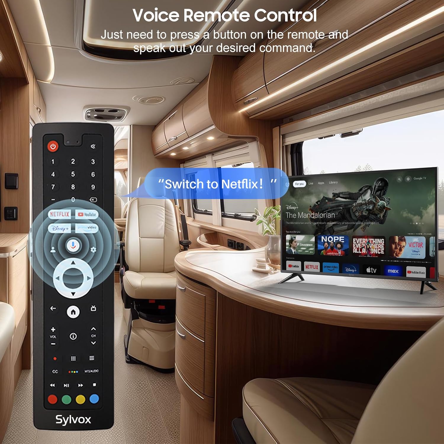 SYLVOX Smart RV TV ทีวี 40 นิ้ว 12-24V สำหรับ RV Camper ขับเคลื่อนด้วย DC/AC 1080P รองรับการดาวน์โหลดแอพ Google Assistant บลูทูธ WiFi สมาร์ททีวีสำหรับบ้าน รถยนต์ รถตู้ รถบรรทุก