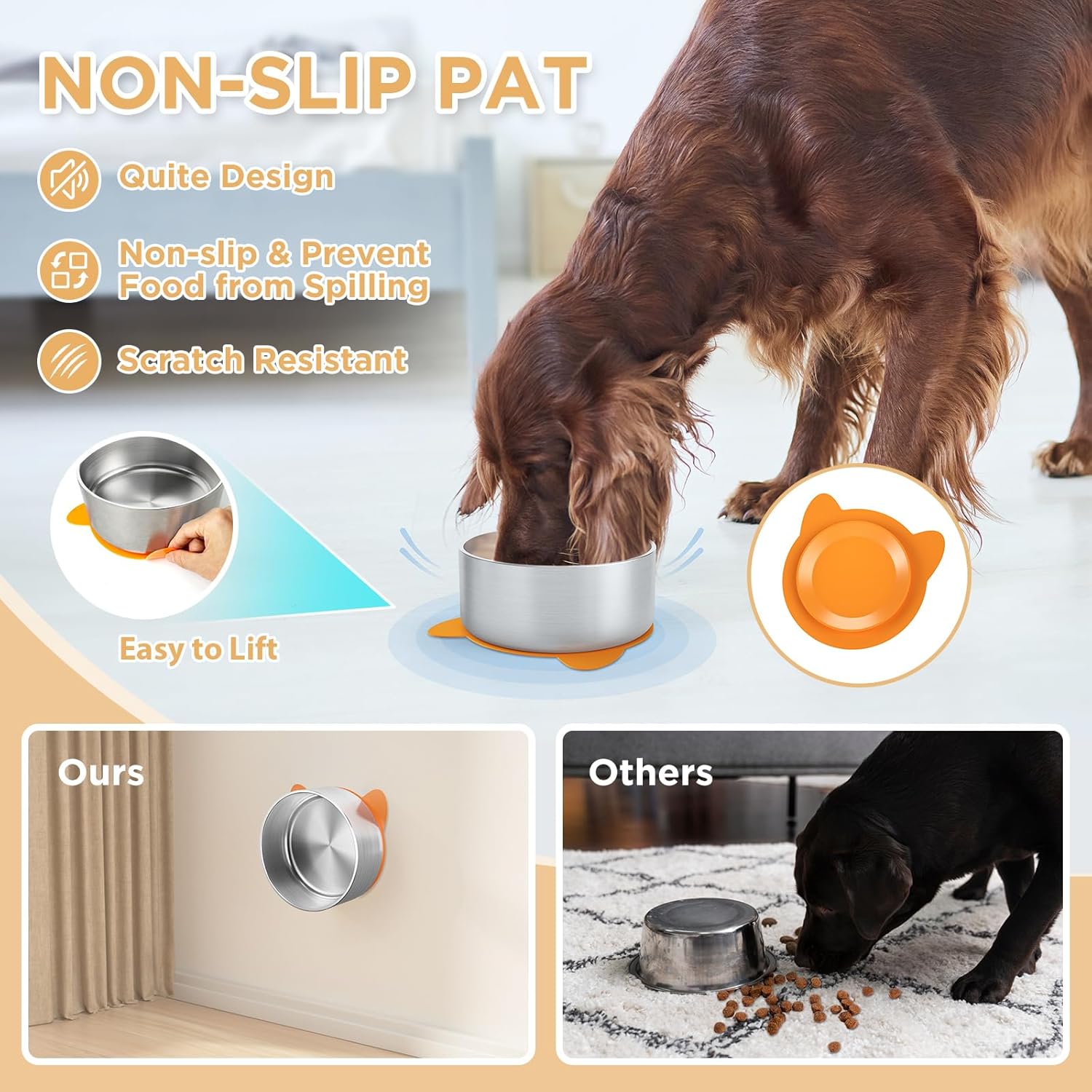 Stainless Steel Dog Bowls Large Breed, Large Dog Water Bowl with Non-Slip Rubber, Dog Food Bowl for Large Dogs, Double Wall Metal Dog Bowls Medium Sized Dog, Durable Dog Dish, Dishwasher Safe 64oz · v2