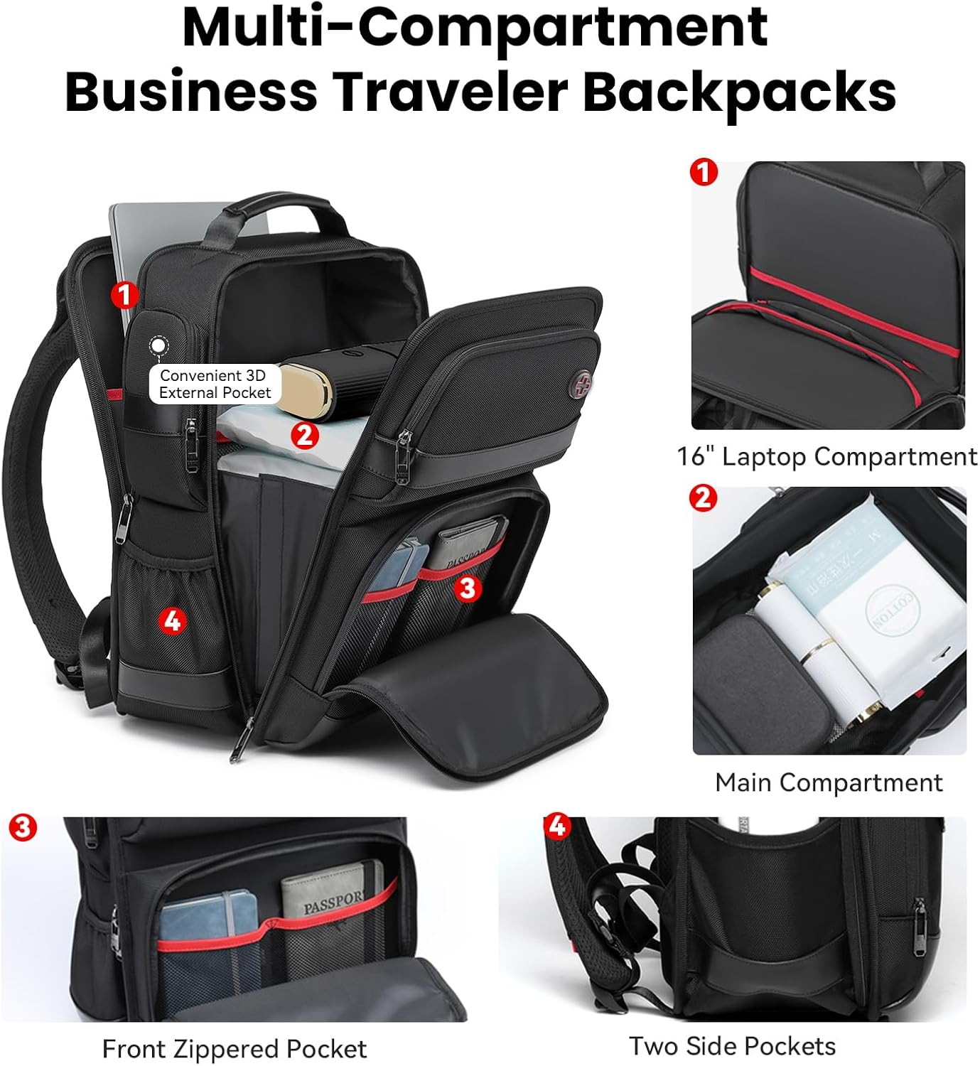 CROSSGEAR Zaino per laptop da lavoro da 16 pollici per uomo, zaino da viaggio resistente all'acqua, borsa per laptop, zaino per computer, zaino casual con porta USB per viaggiare