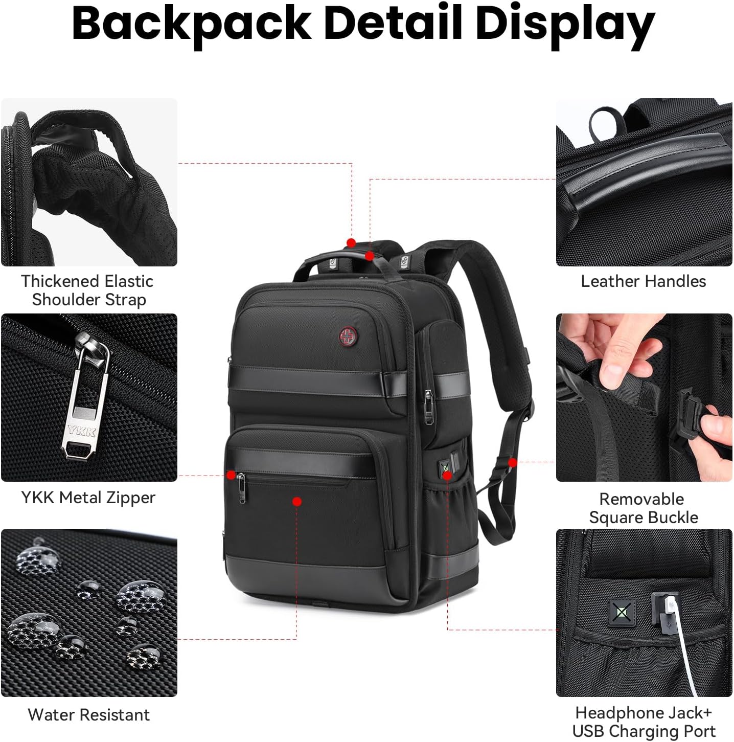 CROSSGEAR Zaino per laptop da lavoro da 16 pollici per uomo, zaino da viaggio resistente all'acqua, borsa per laptop, zaino per computer, zaino casual con porta USB per viaggiare
