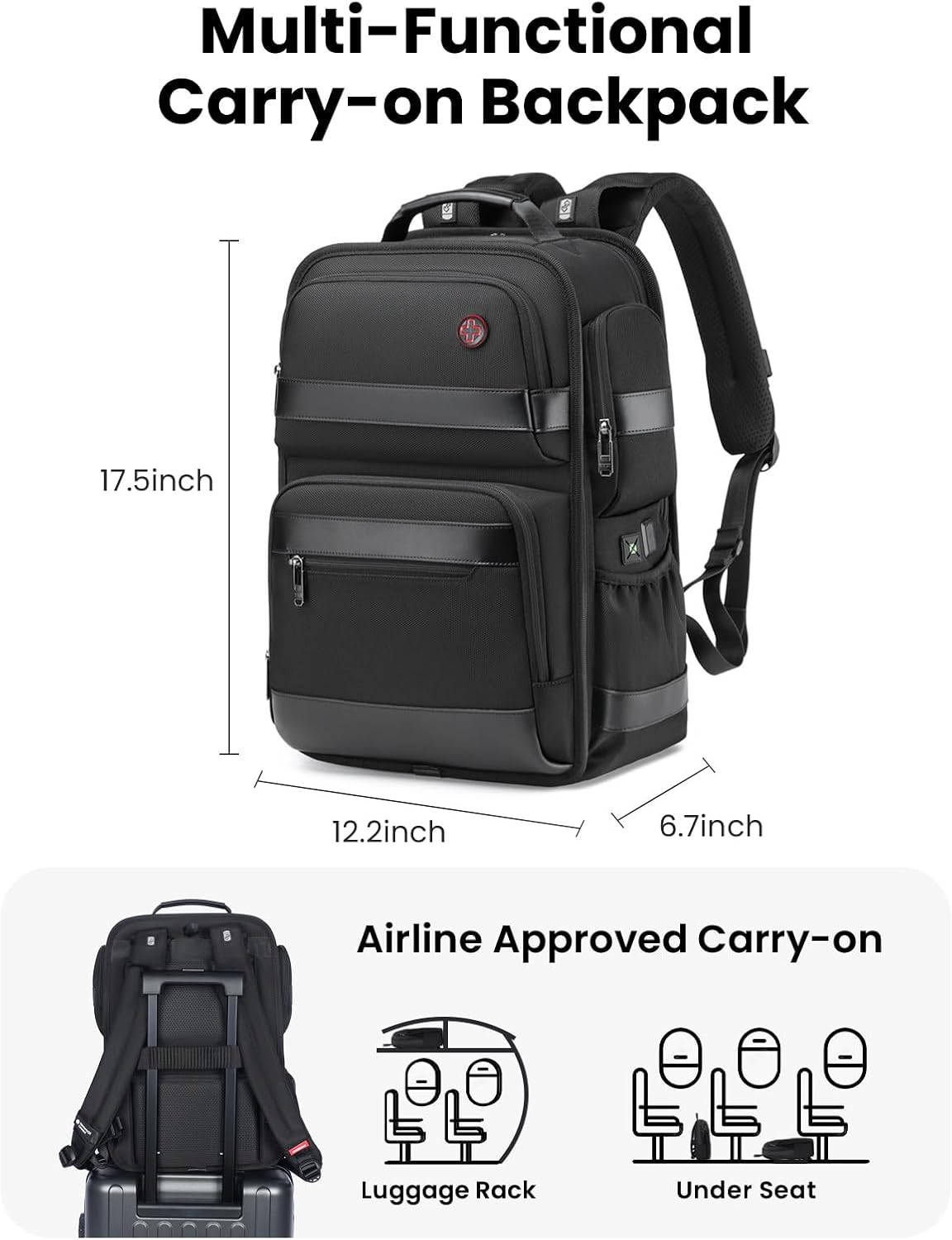 CROSSGEAR Zaino per laptop da lavoro da 16 pollici per uomo, zaino da viaggio resistente all'acqua, borsa per laptop, zaino per computer, zaino casual con porta USB per viaggiare