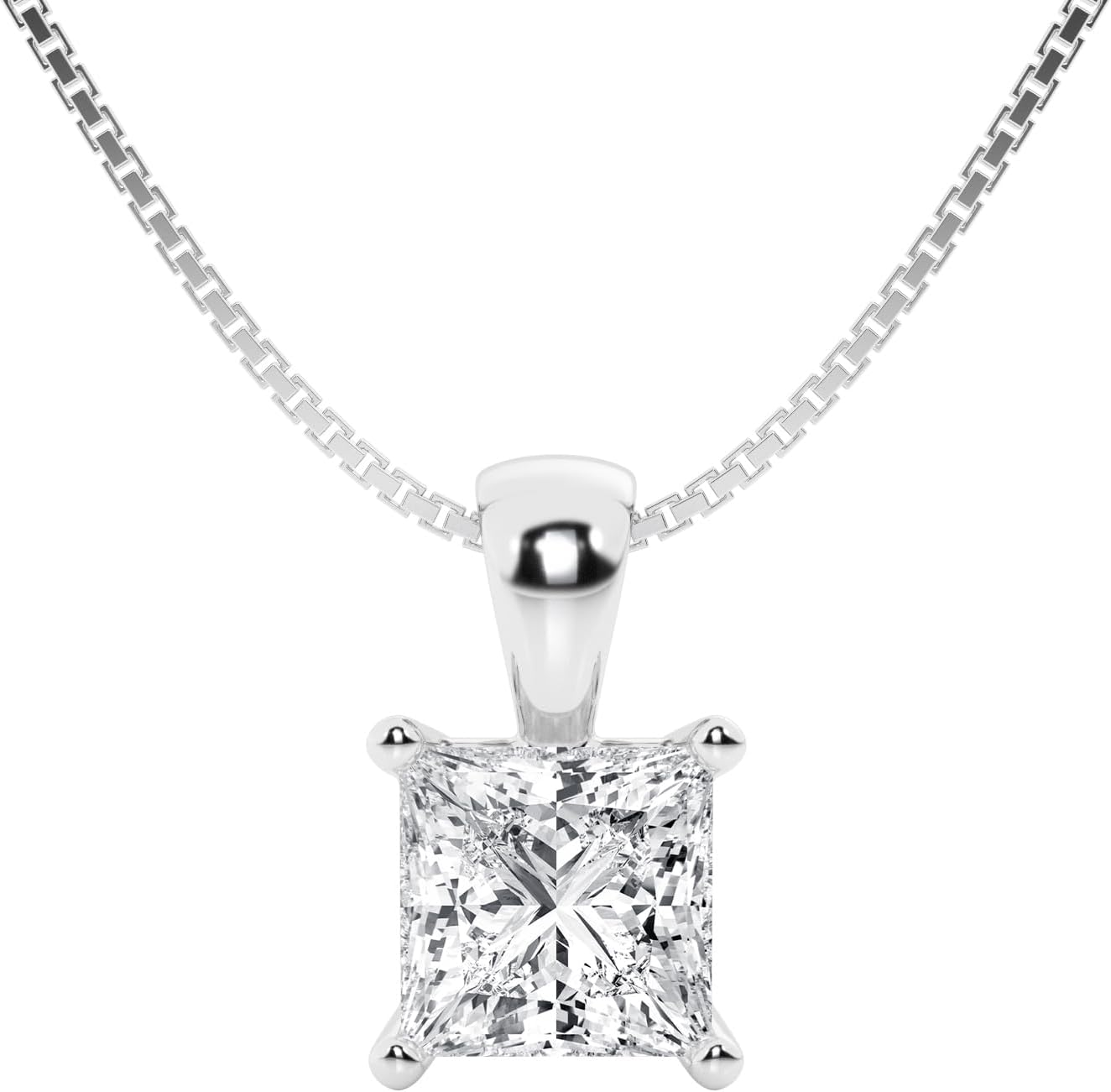 Collana con ciondolo con diamanti coltivati in laboratorio certificati IGI da 1/2 carati - 3 carati in oro bianco o oro giallo 14 carati | Colore: purezza E-F -VS | Confezione regalo inclusa