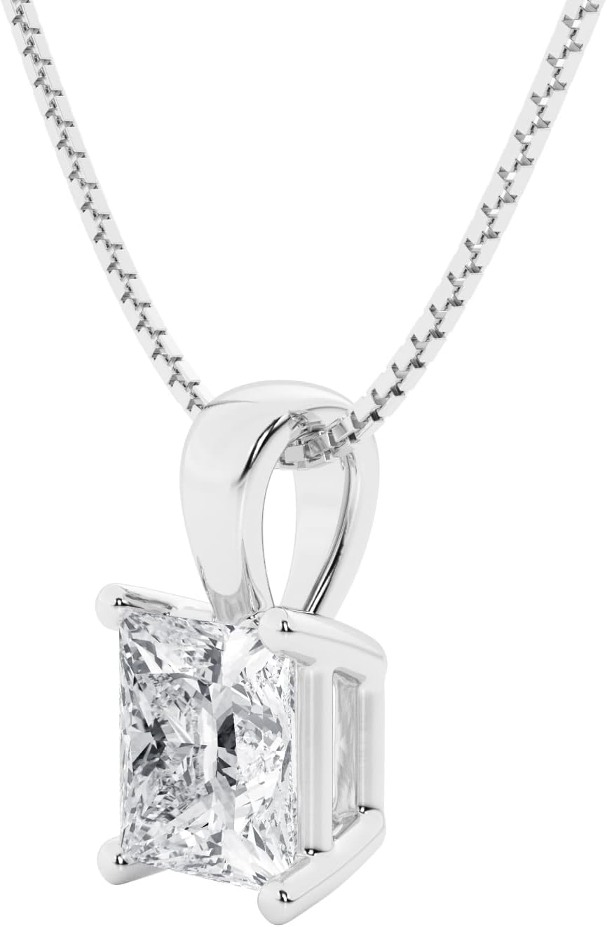 Halskette mit Anhänger aus 14-karätigem Weißgold oder Gelbgold, IGI-ZERTIFIZIERT, im Labor gewachsen, 1/2 Karat, Weißgold oder Gelbgold | Farbe: E-F Clarity -VS | Geschenkverpackung im Lieferumfang enthalten