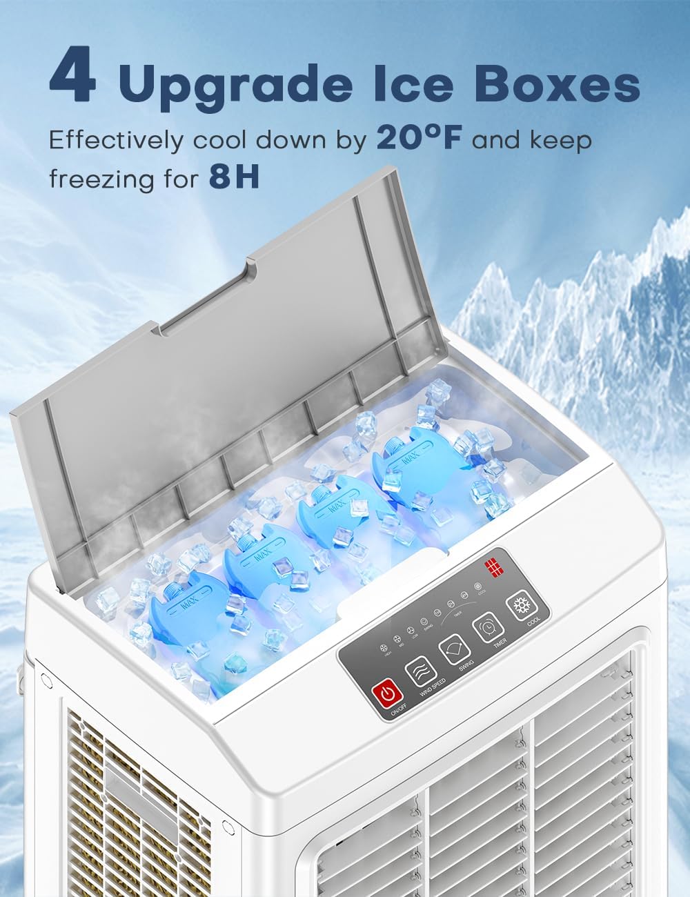 BALKO Penceresiz Klima, 35-INÇ Bataklık Soğutucu Klima, 2 Modlu 3 Hız, 2100CFM, 700sq.ft, Otomatik Kapanma için Akıllı Zamanlayıcı, 8Gal Tank amperi; Uzaktan, Daha Geniş Salınımlı Evaporatif Hava Soğutucu