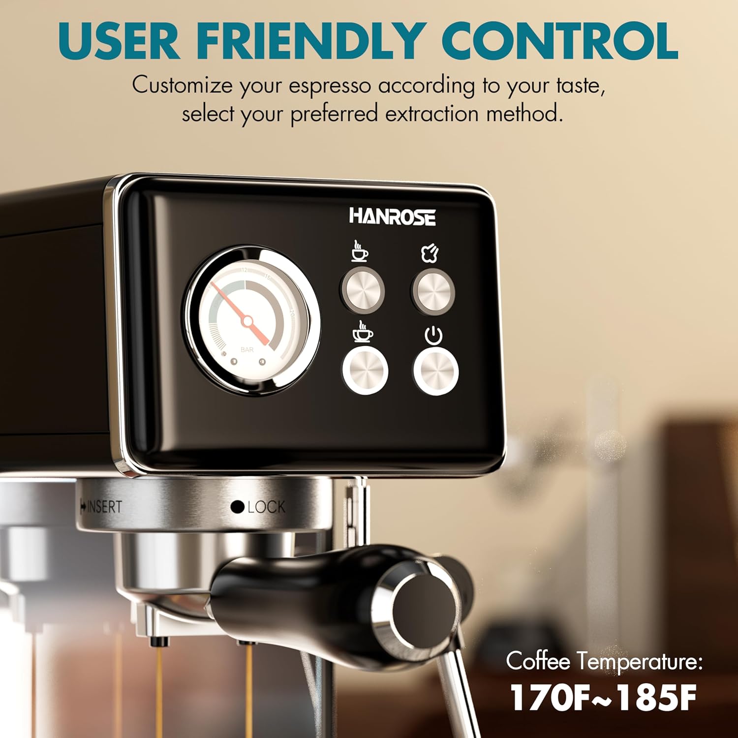 Espresso Machine 15 Bar, Espresso Machines with Milk Frother Steam Wand, Black Espresso Coffee Machine for Home, Stainless Steel Espresso Maker Compact, Cappuccino  Latte Machine · v2