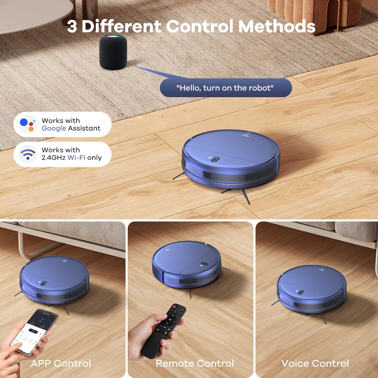ZCWA Kombination aus Saugroboter und Wischmopp, 2-in-1-Wischroboter mit WLAN/App, Roboter-Staubsauger, Zeitplaneinstellungen, Selbstaufladung, ideal für Hartböden, Tierhaare und niedrigflorige Teppiche