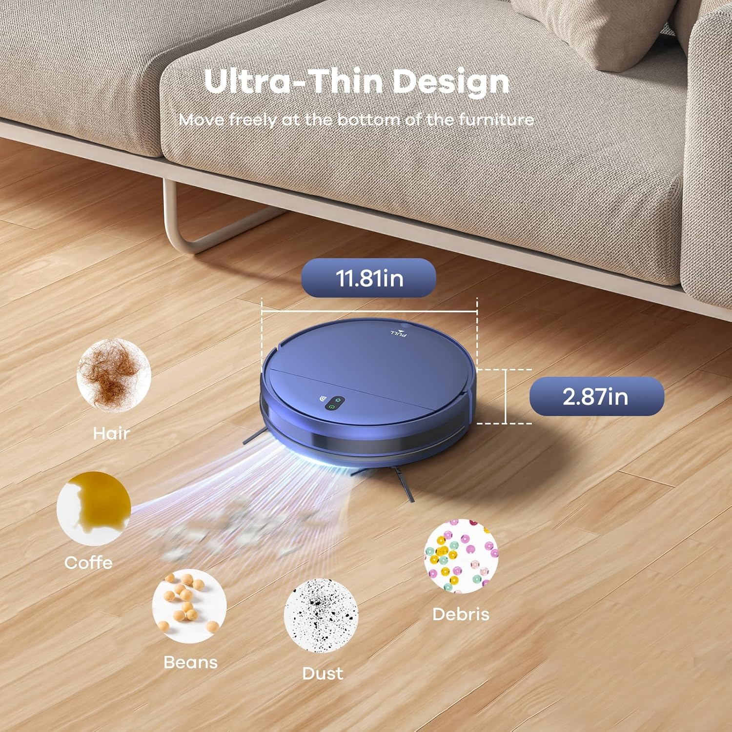ZCWA Kombination aus Saugroboter und Wischmopp, 2-in-1-Wischroboter mit WLAN/App, Roboter-Staubsauger, Zeitplaneinstellungen, Selbstaufladung, ideal für Hartböden, Tierhaare und niedrigflorige Teppiche
