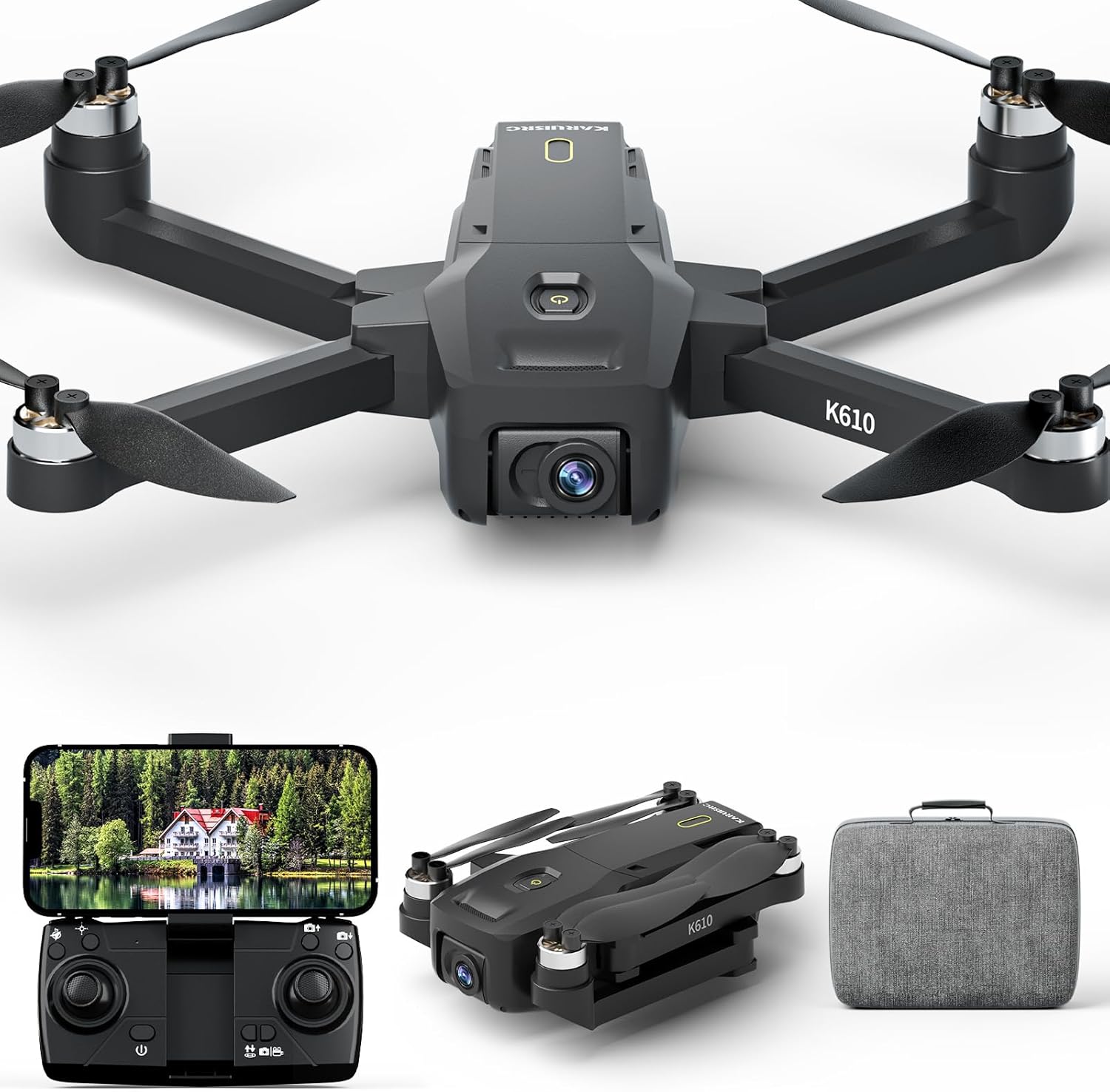 Drone GPS K610 con fotocamera per adulti Fotocamera IMX SENS 4K scheda SD 4K Droni per adulti, AiDrone Auto Return Home, meno di 250 g, Droni GPS per principianti Drone senza spazzole 4k, RC Drone Follow Me a lungo raggio