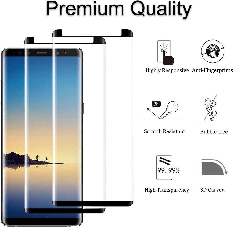 Galaxy Note 8 Screen Protector, 3 Pack Galaxy Note 8 Tempered Glass Screen Protector, Easy Installation, 9H Hardness Tempered Glass Screen Protector for Samsung Galaxy Note 8 【3 Pack 】