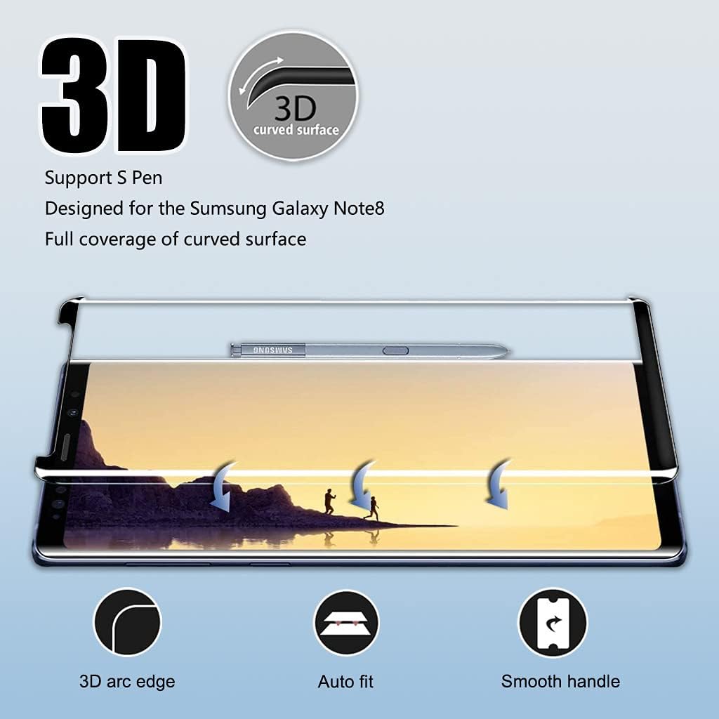 Galaxy Note 8 Screen Protector, 3 Pack Galaxy Note 8 Tempered Glass Screen Protector, Easy Installation, 9H Hardness Tempered Glass Screen Protector for Samsung Galaxy Note 8 【3 Pack 】
