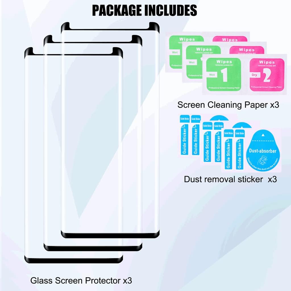 Galaxy Note 8 Screen Protector, 3 Pack Galaxy Note 8 Tempered Glass Screen Protector, Easy Installation, 9H Hardness Tempered Glass Screen Protector for Samsung Galaxy Note 8 【3 Pack 】