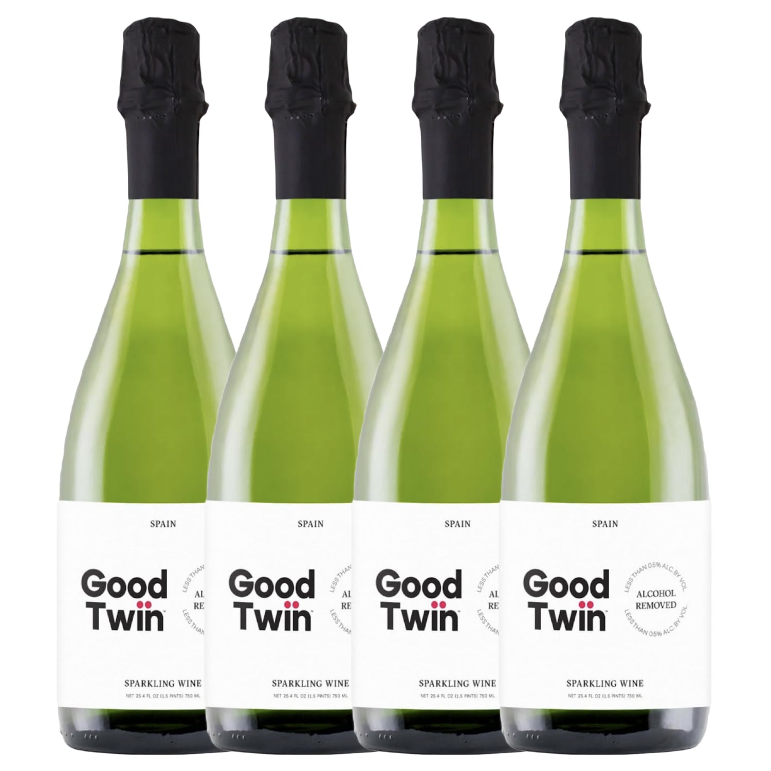 Buon spumante analcolico Twin in confezione da 4 - Verdejo Made in Spain - Vini vegani e completamente naturali in stile champagne cava dealcolizzato