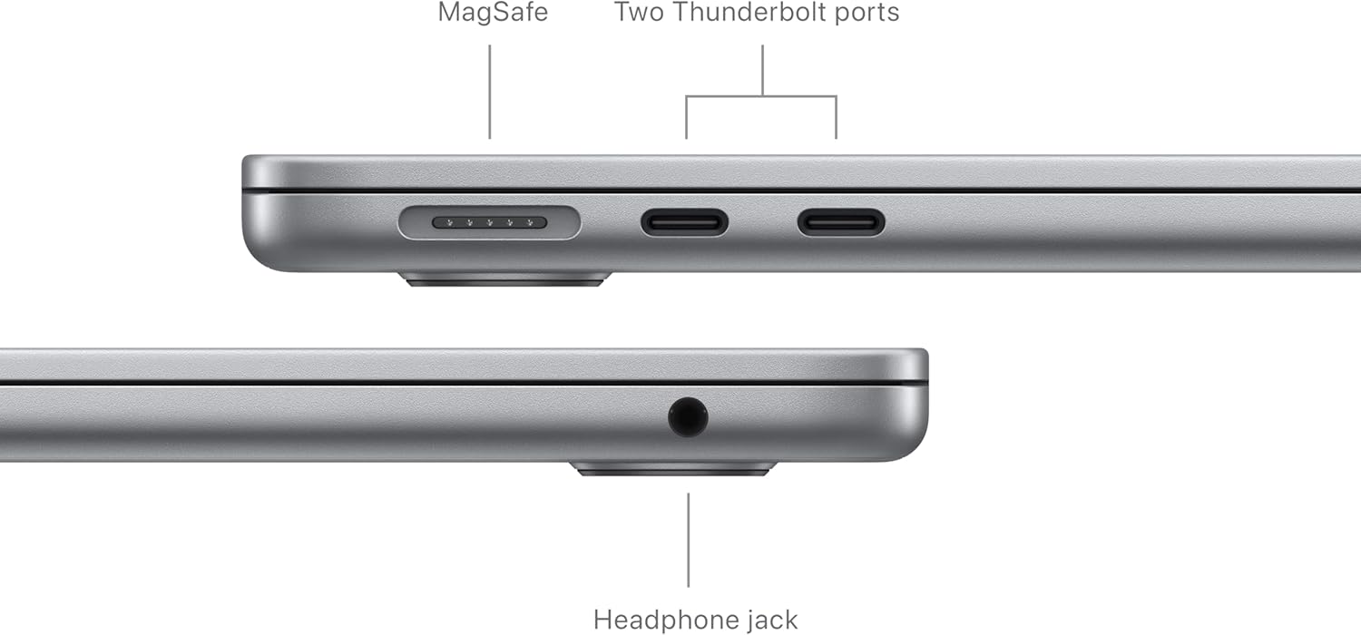 Apple MacBook Air 13,6 mit Liquid Retina Display, M3-Chip mit 8-Core-CPU und 10-Core-GPU, 16 GB Speicher, 256 GB SSD, 30-W-USB-C-Netzteil, Space Grey, Anfang 2024