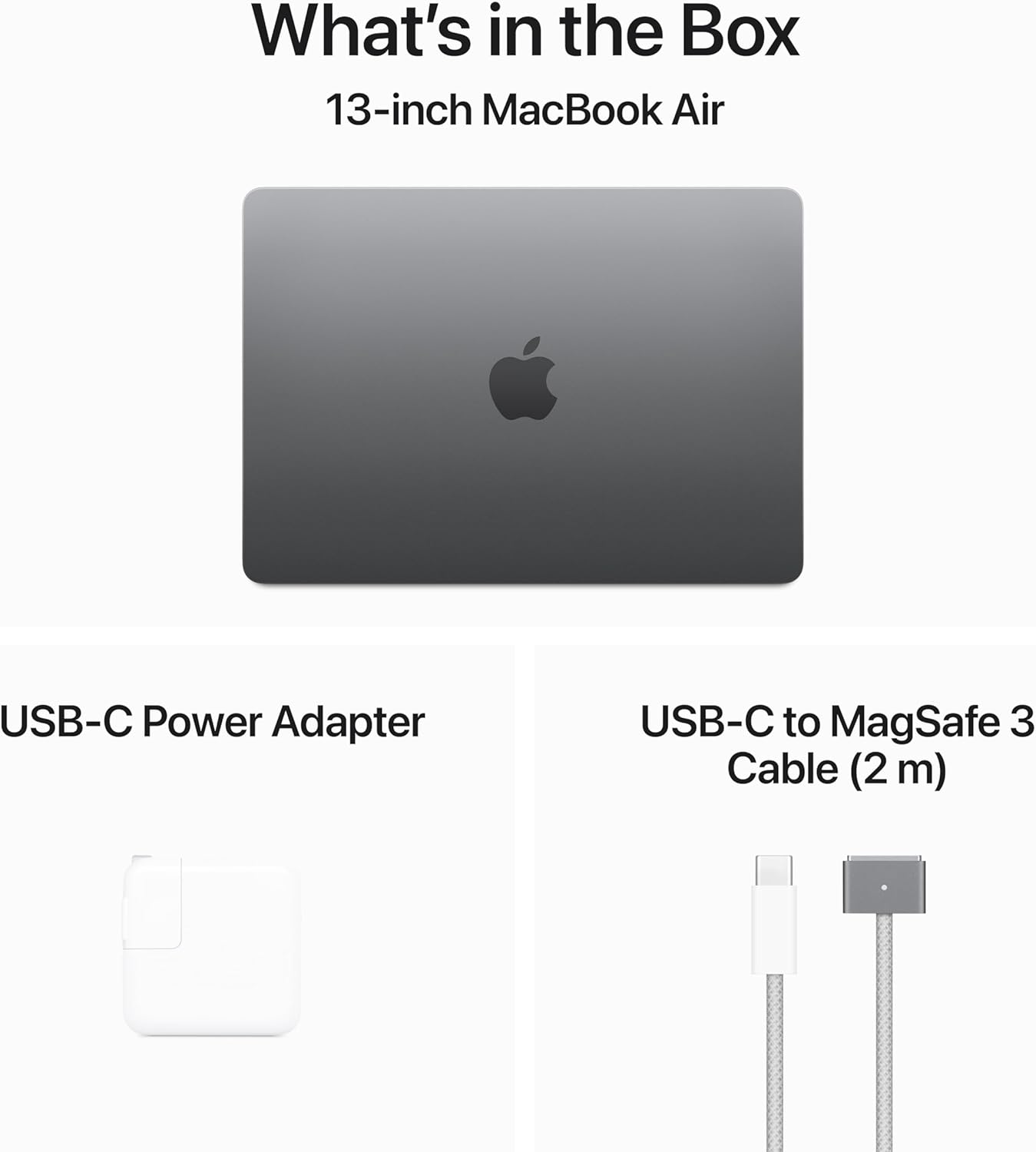 Apple MacBook Air 13,6 mit Liquid Retina Display, M3-Chip mit 8-Core-CPU und 10-Core-GPU, 16 GB Speicher, 256 GB SSD, 30-W-USB-C-Netzteil, Space Grey, Anfang 2024