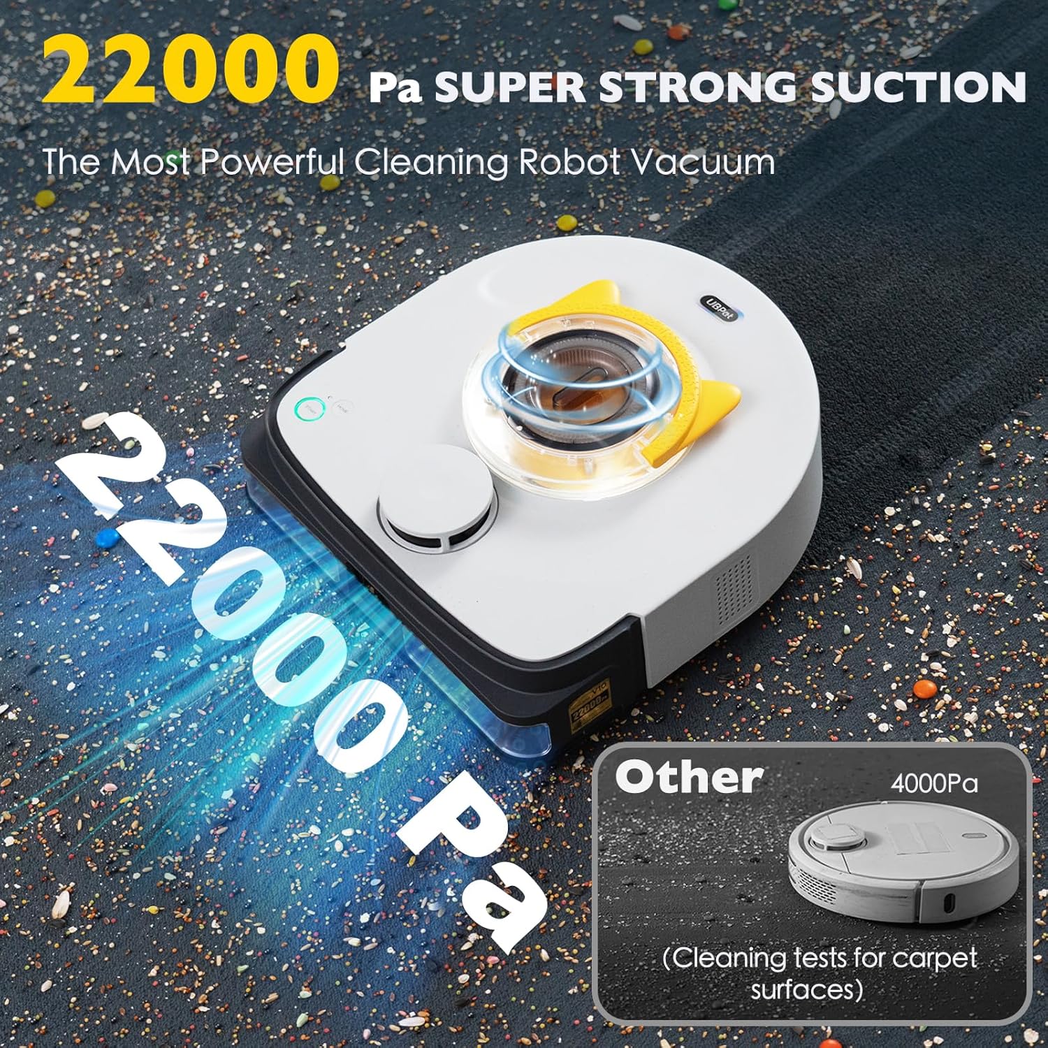 V10 Robot Vacuum Cleaner with 22000 Pa Powerful Suction, Anti-Tangle Brush, Cyclone Triple Filter, LIDAR Navigation, Deep Cleaning for Pet Hair, Floor Carpet, Self-Charging, WiFi APP Connect · v10