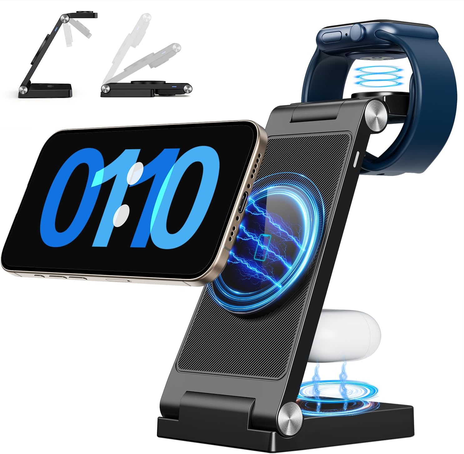2024 Magnetic Wireless Mag-Safe Charging Station, 3 in 1 15W Fast Max Charging for iPhone 16 15 14 13 12 Pro Max Plus, Charger Stand for Apple Watch Series  Air pods 3 2 Pro, Gifts for Men · v2