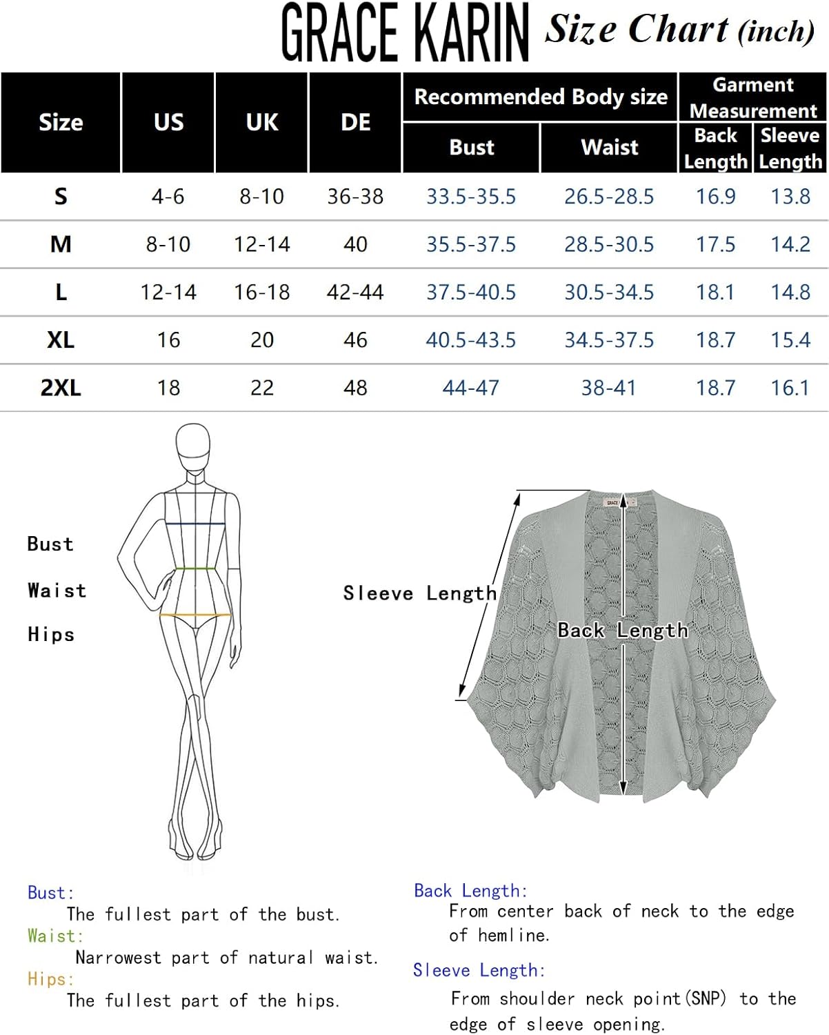 GRACE KARIN Womens Crochet Summer Cardigan Shrug 2024 Lightweight Open Front Hollow-Out Batwing Cardigan Sweater Outwear · v3