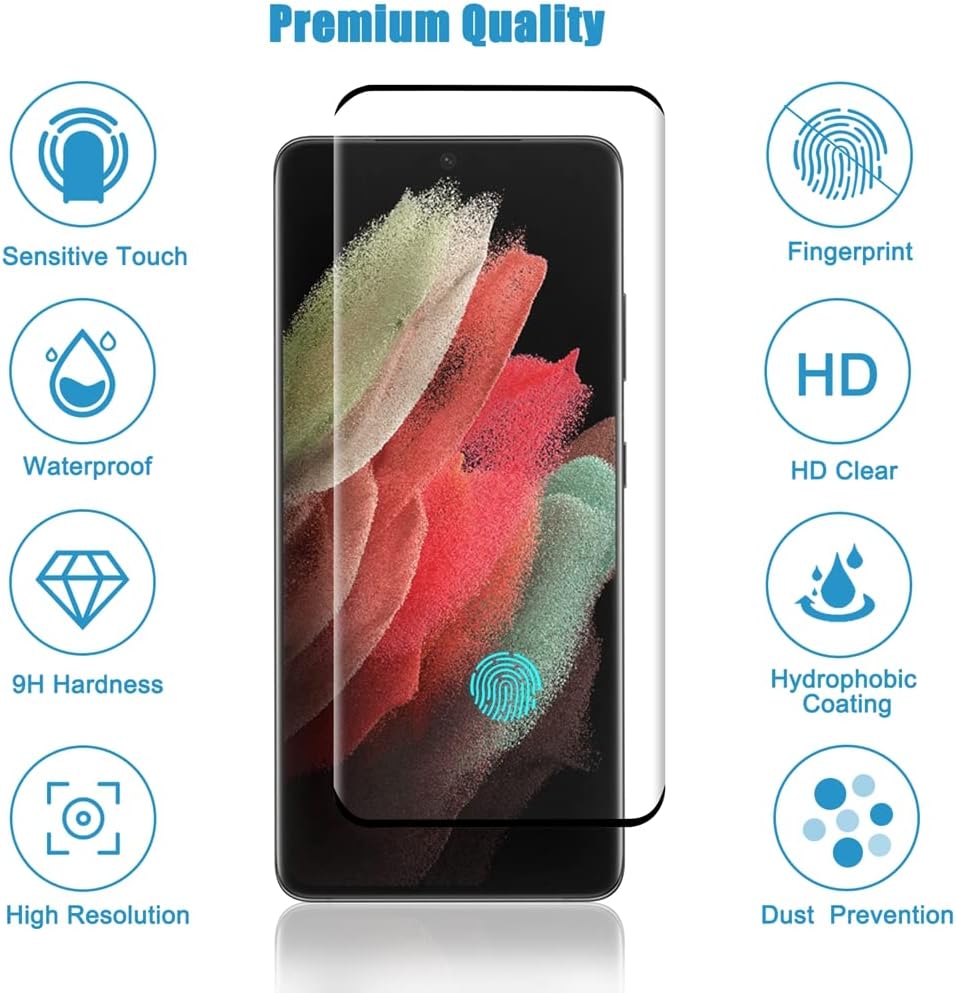 【3 1 Pack 】Galaxy S21 Plus Screen Protector, 3 Pack Tempered Glass Screen Protector, Camera Lens Protector, 9H Hardness Tempered Glass Screen Protector for Samsung Galaxy S21  Plus