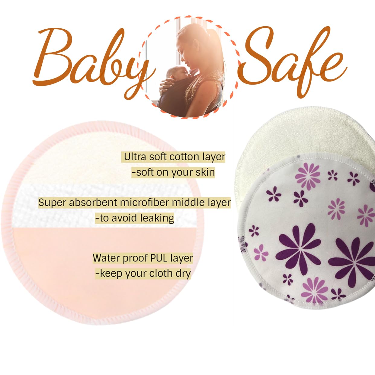 Reusable Nursing Pads 14 Pack,Washable Breast Pads Breastfeeding Essentials,Newborn Necessities for Baby Boys and Girls,Postpartum Essentials for Mom,Super Soft  Absorbent