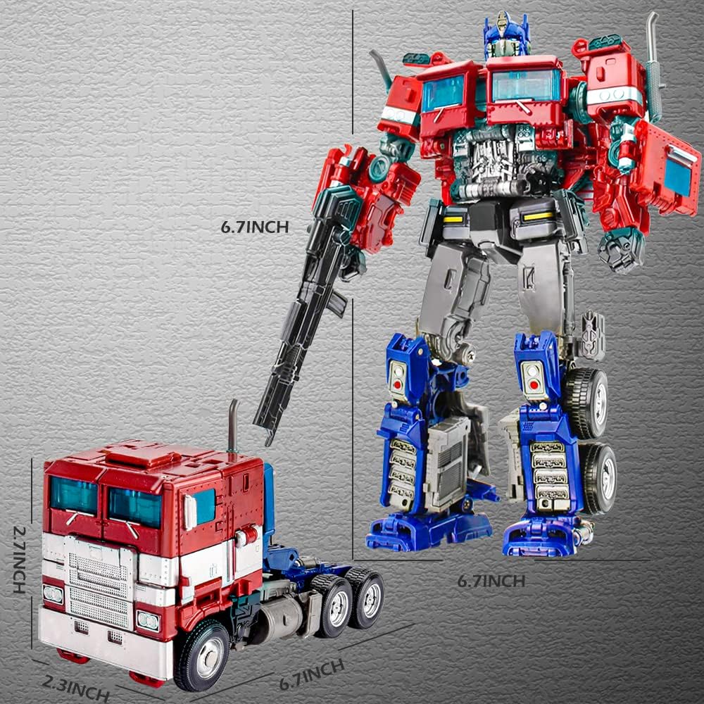 Deformation Action Figure Toy, Portable Car Model Alloy Deformed Robot Toy Gift for Kids Boys and Girls (Red 7.08 inches) · v2