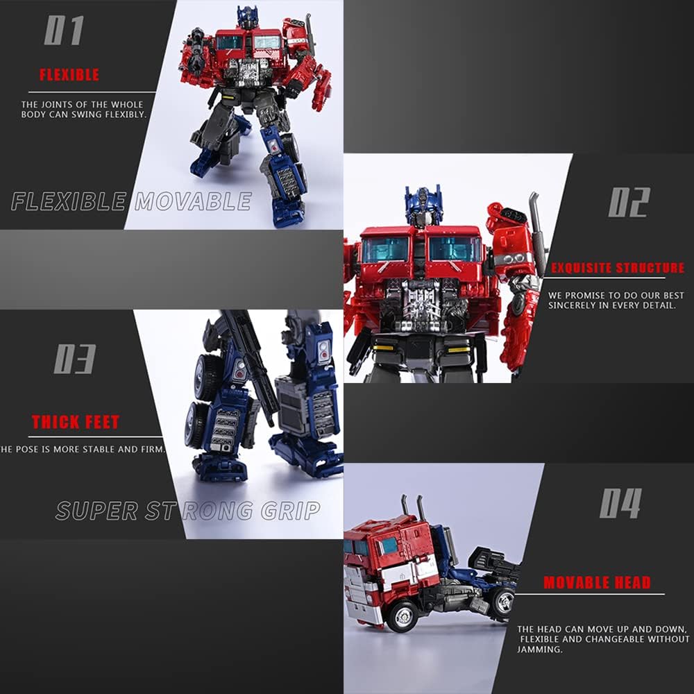 Deformation Action Figure Toy, Portable Car Model Alloy Deformed Robot Toy Gift for Kids Boys and Girls (Red 7.08 inches) · v2