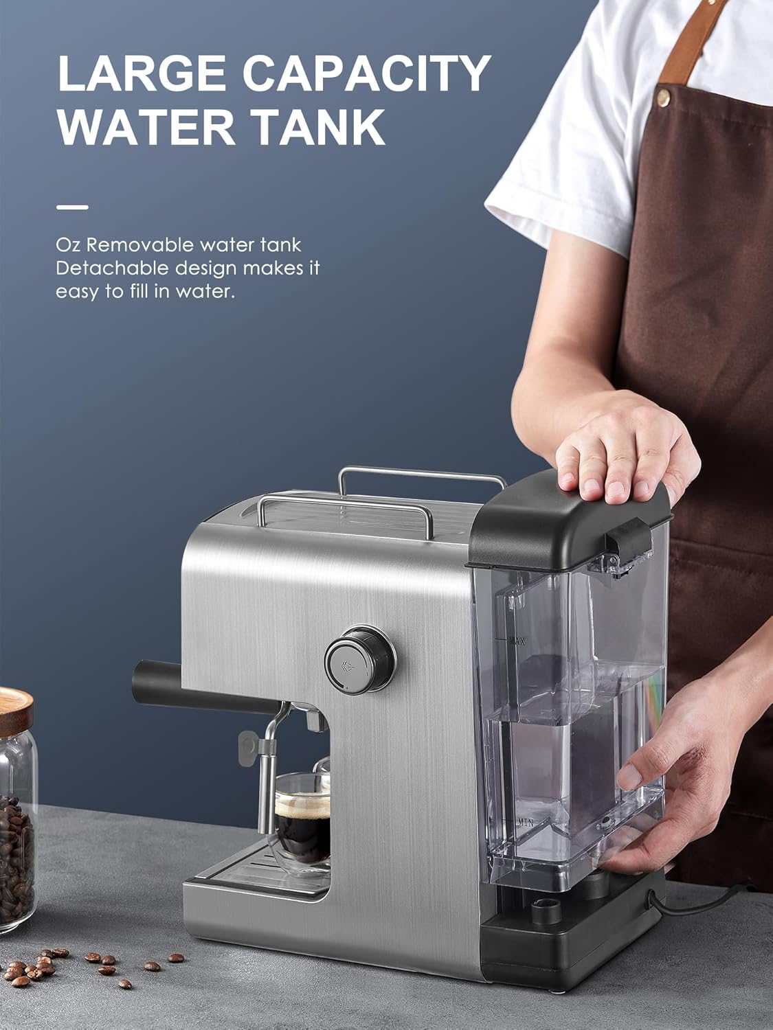 Espresso makinesi, CM6822 Süt Köpürtücü ile Cappuccino ve Latte Makinesi için 15 Bar Kahve Makinesi, Çıkarılabilir Su Deposu, Ev, Ofis için Hızlı Isıtmalı Kahve Makinesi