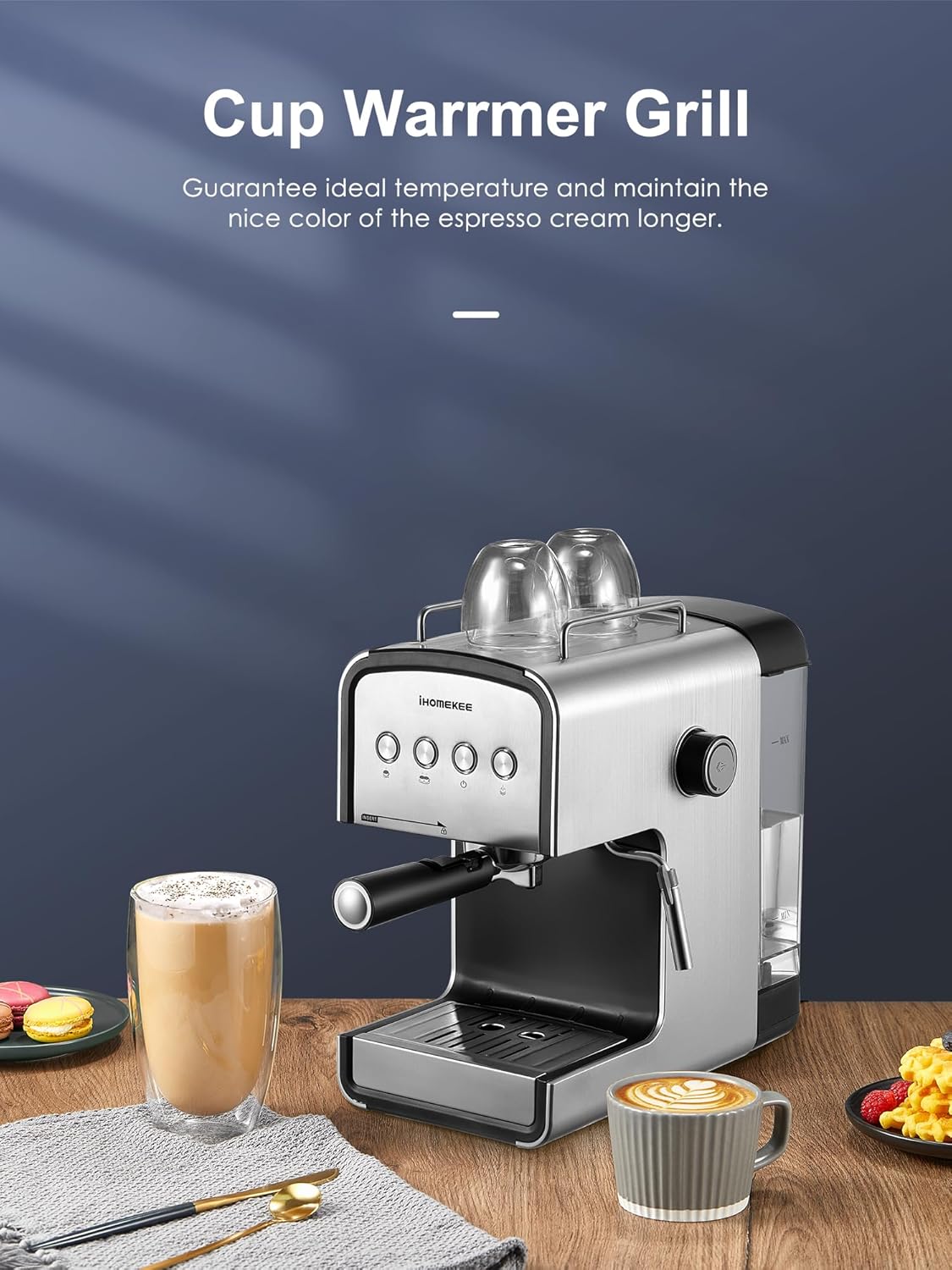 Espresso makinesi, CM6822 Süt Köpürtücü ile Cappuccino ve Latte Makinesi için 15 Bar Kahve Makinesi, Çıkarılabilir Su Deposu, Ev, Ofis için Hızlı Isıtmalı Kahve Makinesi