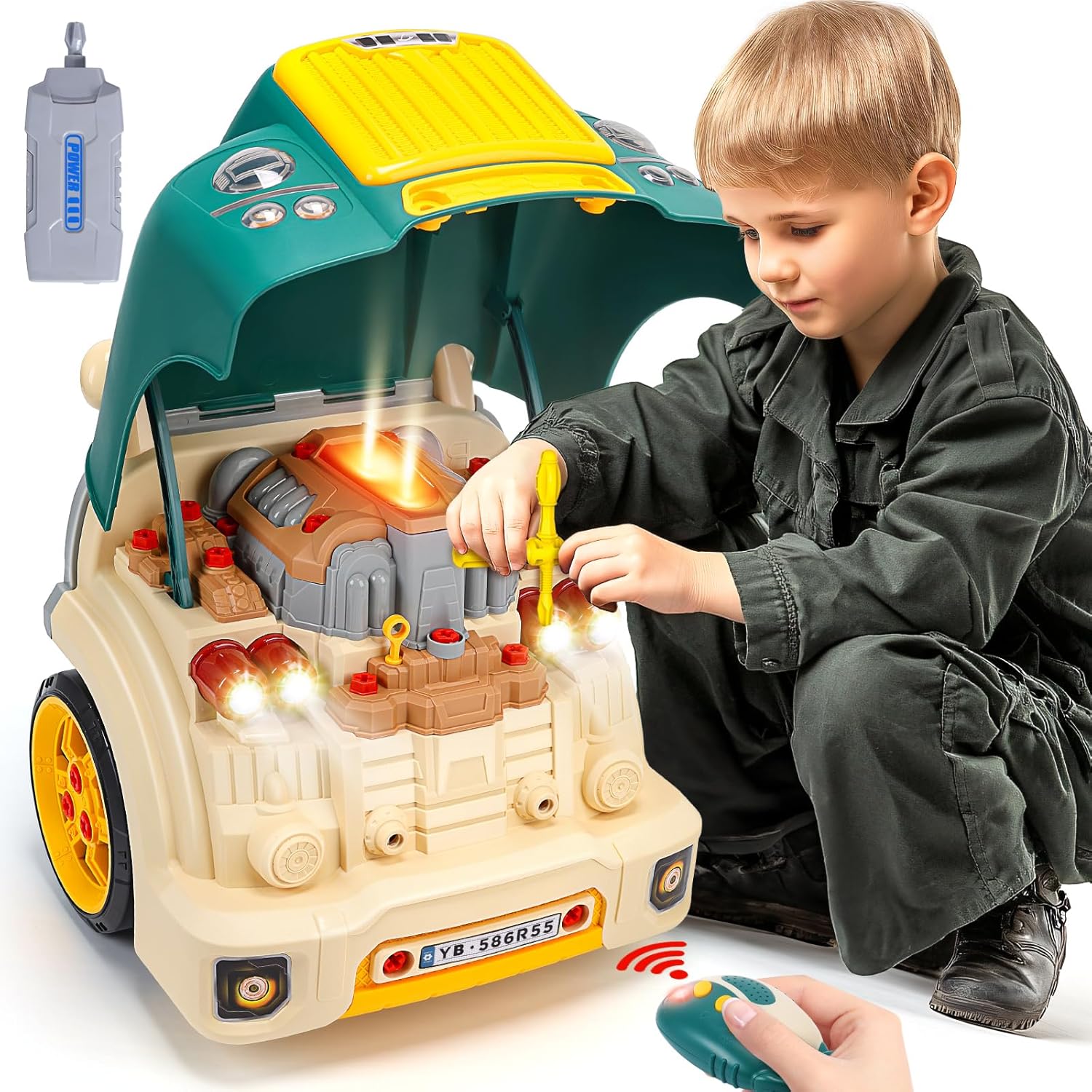 skirtoy Large Truck Engine Toy,Kids Mechanic Repair Set,Big Truck Builder Kit with Light and Sound,Take Apart Toys for Boys,Toy Trucks for Boys Age 4-7,Birthday Gift for Boys Girls · v4