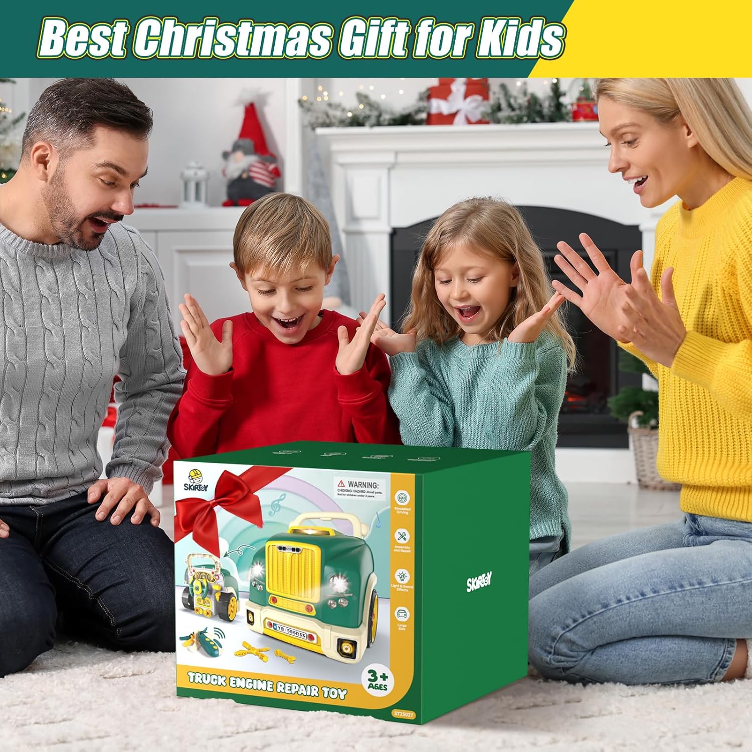 skirtoy Large Truck Engine Toy,Kids Mechanic Repair Set,Big Truck Builder Kit with Light and Sound,Take Apart Toys for Boys,Toy Trucks for Boys Age 4-7,Birthday Gift for Boys Girls · v4