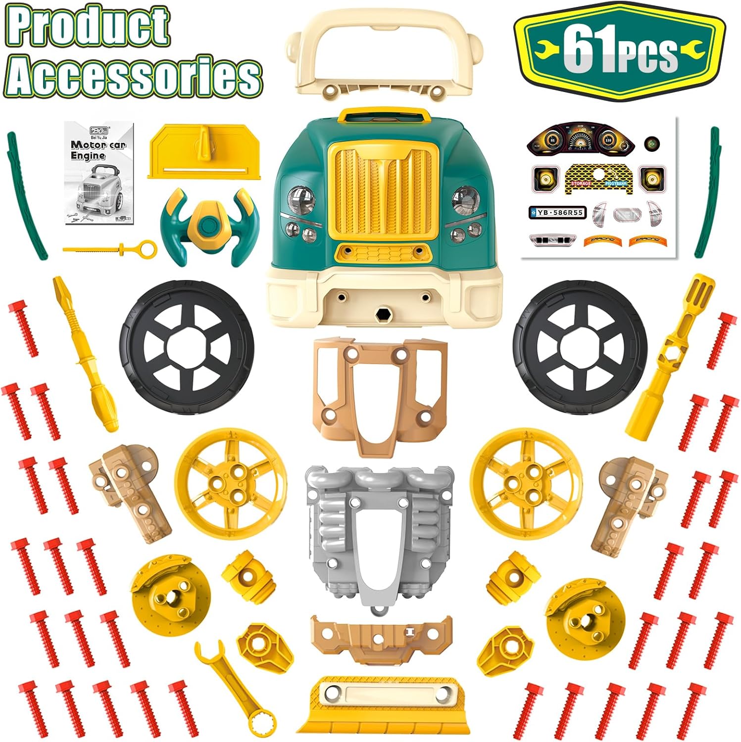 skirtoy Large Truck Engine Toy,Kids Mechanic Repair Set,Big Truck Builder Kit with Light and Sound,Take Apart Toys for Boys,Toy Trucks for Boys Age 4-7,Birthday Gift for Boys Girls · v4