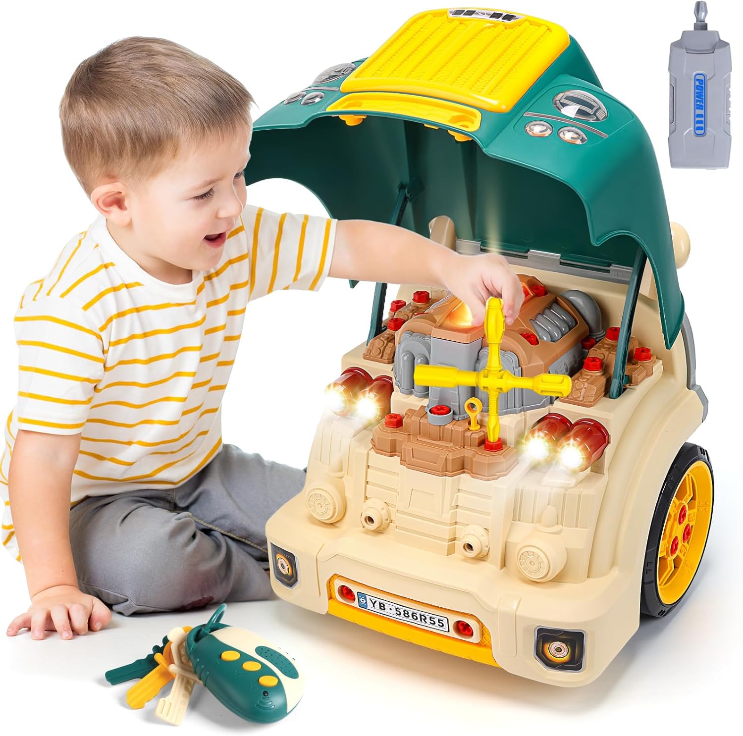 skirtoy Large Truck Engine Toy,Kids Mechanic Repair Set,Big Truck Builder Kit with Light and Sound,Take Apart Toys for Boys,Toy Trucks for Boys Age 4-7,Birthday Gift for Boys Girls · v4