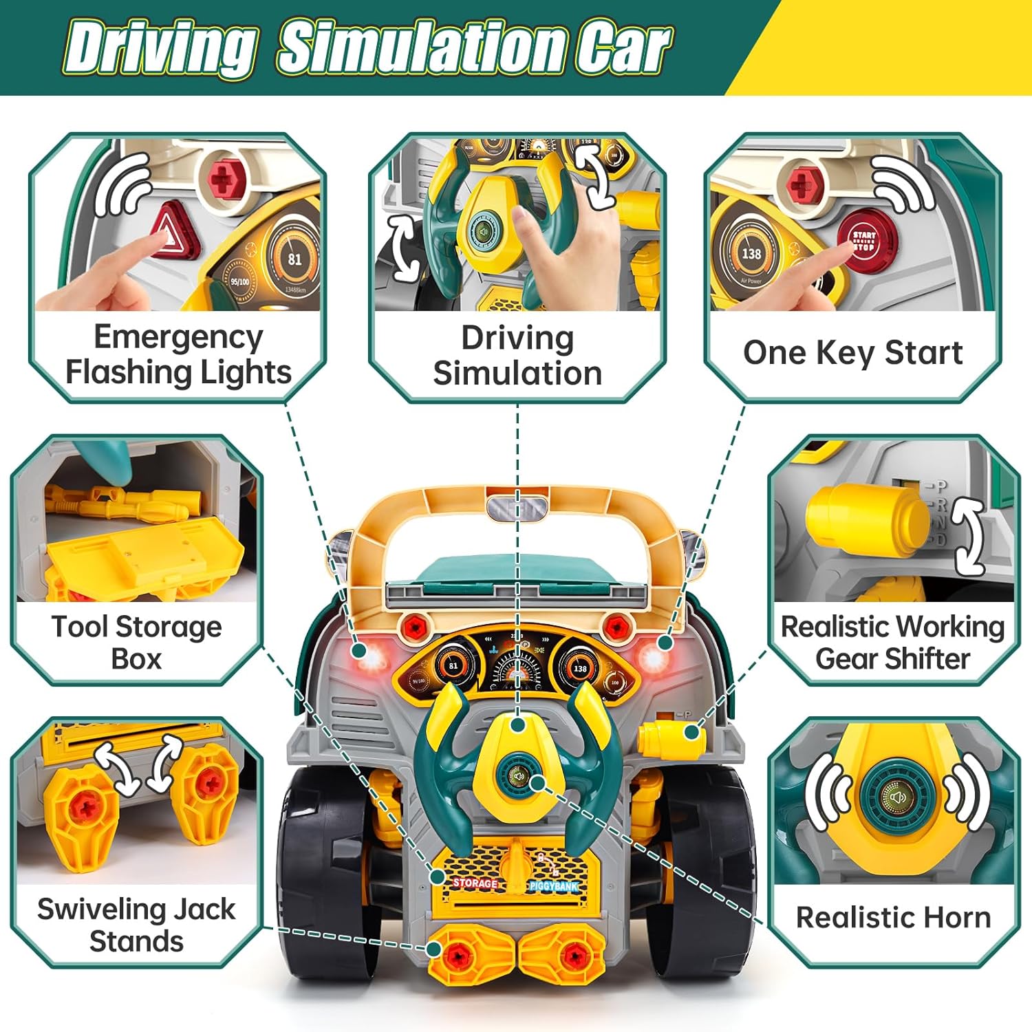 skirtoy Large Truck Engine Toy,Kids Mechanic Repair Set,Big Truck Builder Kit with Light and Sound,Take Apart Toys for Boys,Toy Trucks for Boys Age 4-7,Birthday Gift for Boys Girls · v4