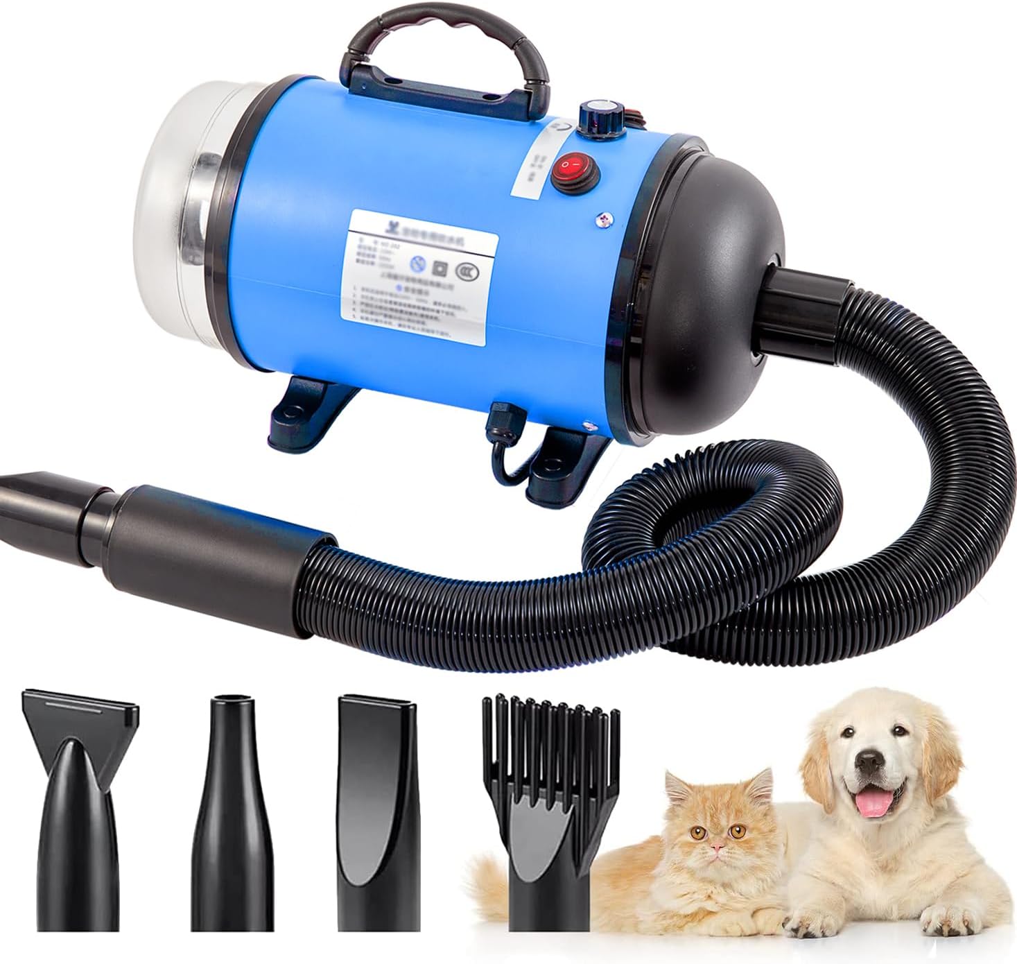 Dog Dryer Pet Grooming Hair Dryer with Heater/Vacuum  Dryer/Adjustable Speed and Temperature Control Dog Blower 4 Different Nozzles for Home, Pet Washing Station, Travel · v9