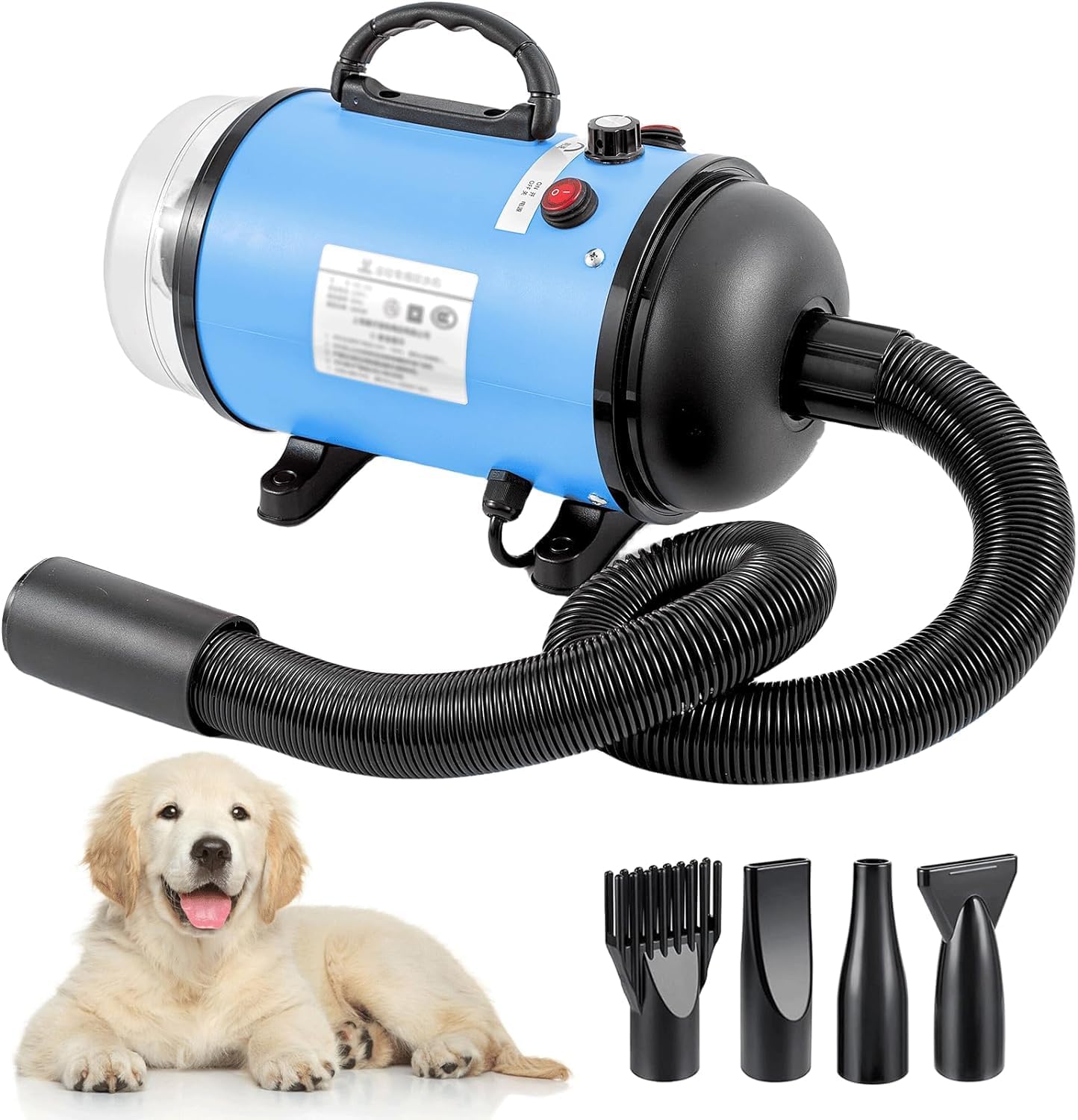 Dog Dryer Pet Grooming Hair Dryer with Heater/Vacuum  Dryer/Adjustable Speed and Temperature Control Dog Blower 4 Different Nozzles for Home, Pet Washing Station, Travel · v9