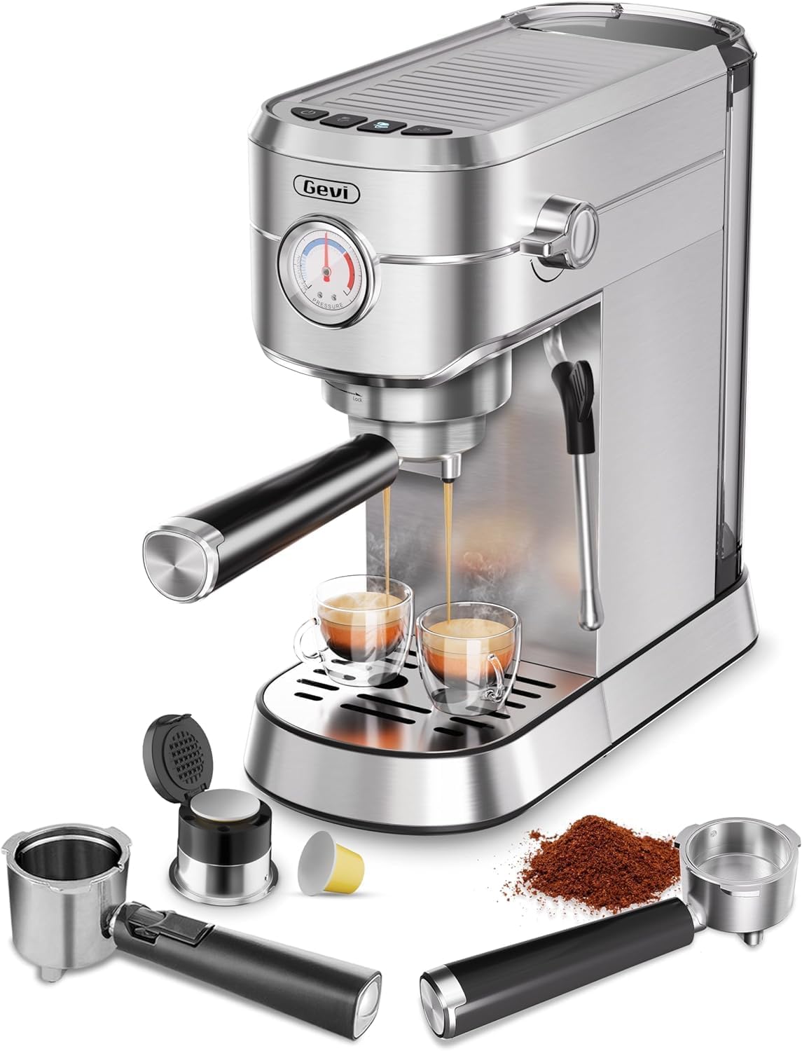 Gevi Espresso Machine 20 Bar with Portafilter for Nespresso Original Capsules and Coffee Powder, Professional Espresso Maker with Milk Frother, Super-Automatic Espresso Machines, Gift for Coffee Lover · v2